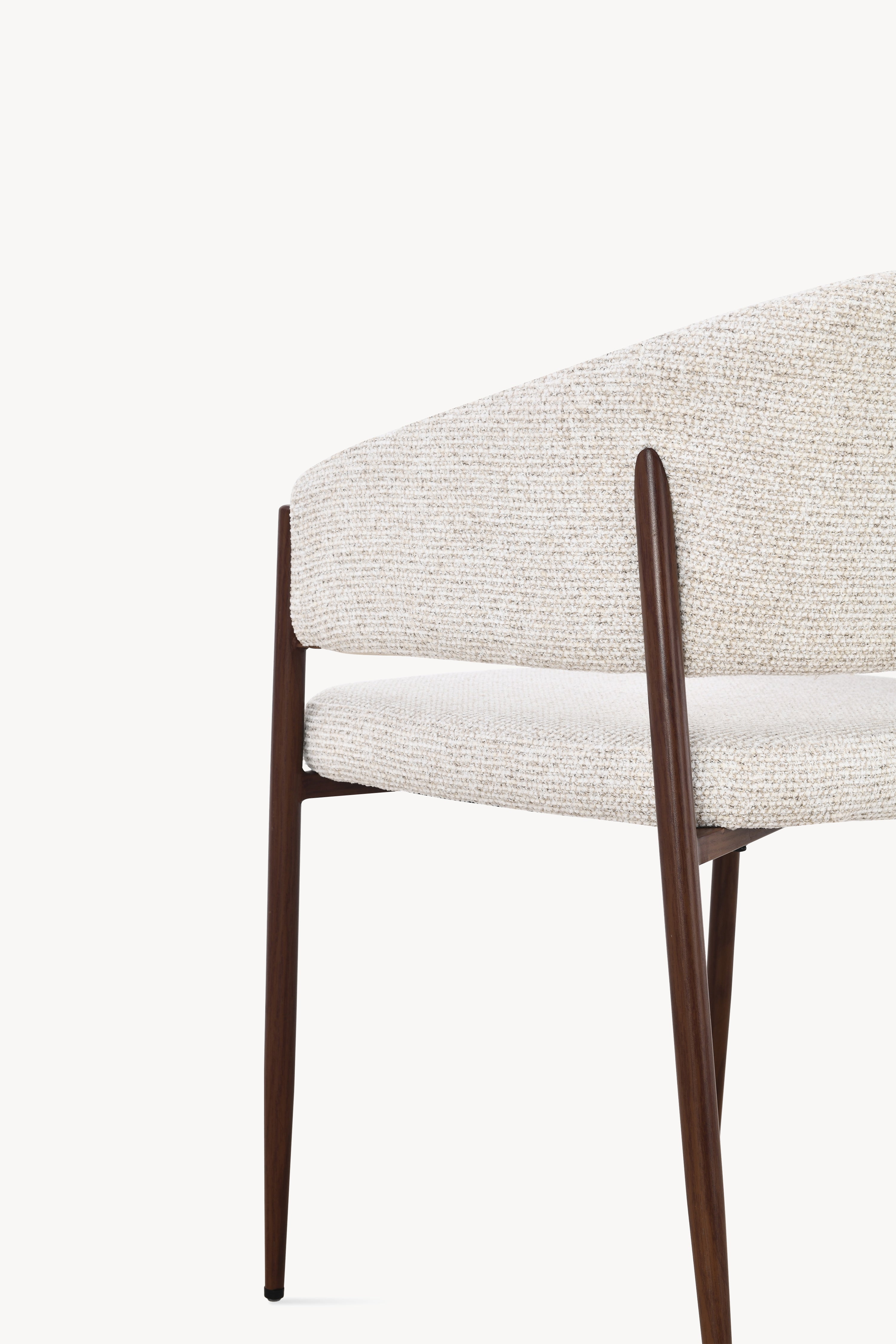 Martina Fabric Chairs, Set of 2, Cream White with Metal Legs in Dark Wood Finish - Detail image 16