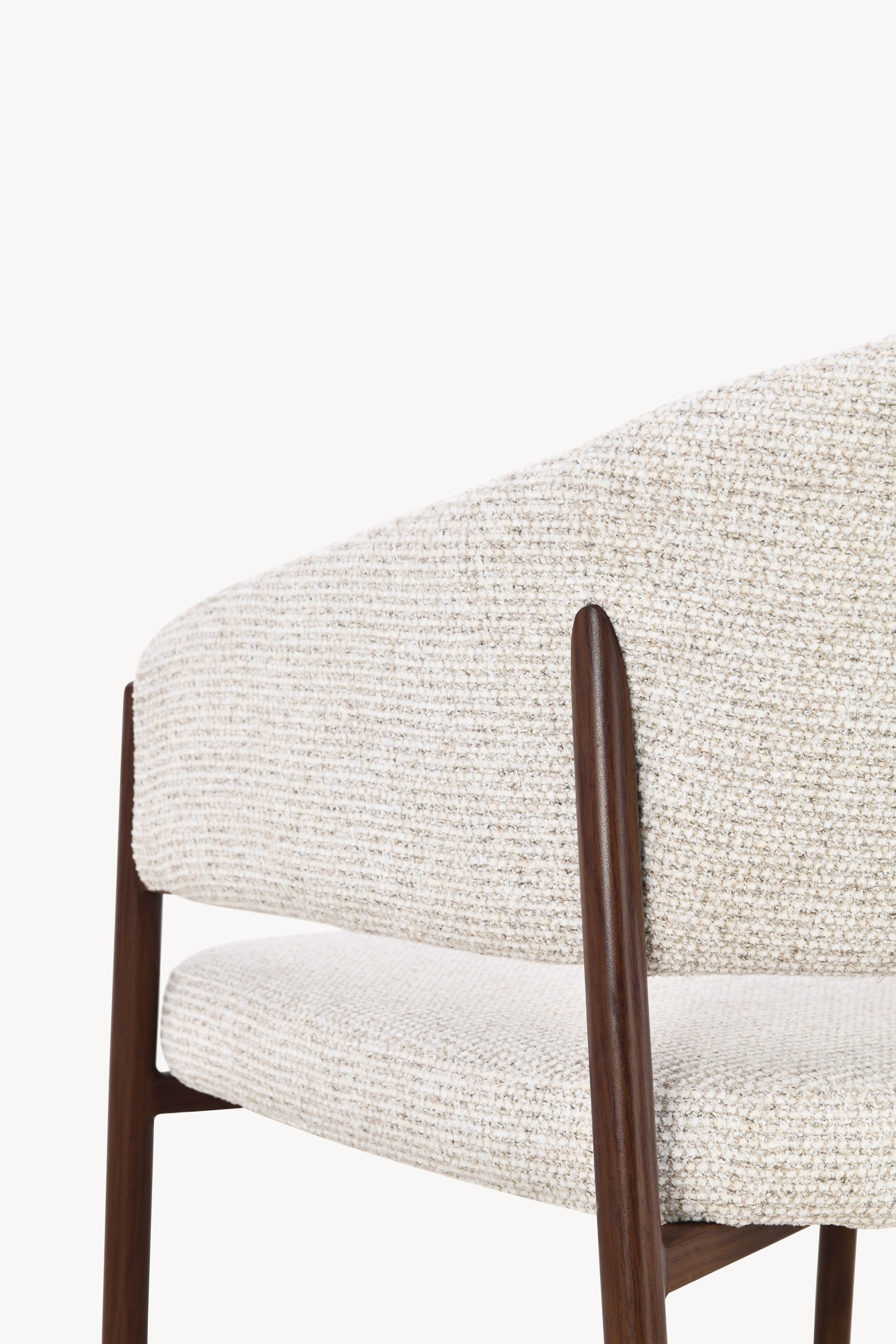 Martina Fabric Chairs, Set of 2, Cream White with Metal Legs in Dark Wood Finish - Detail image 15