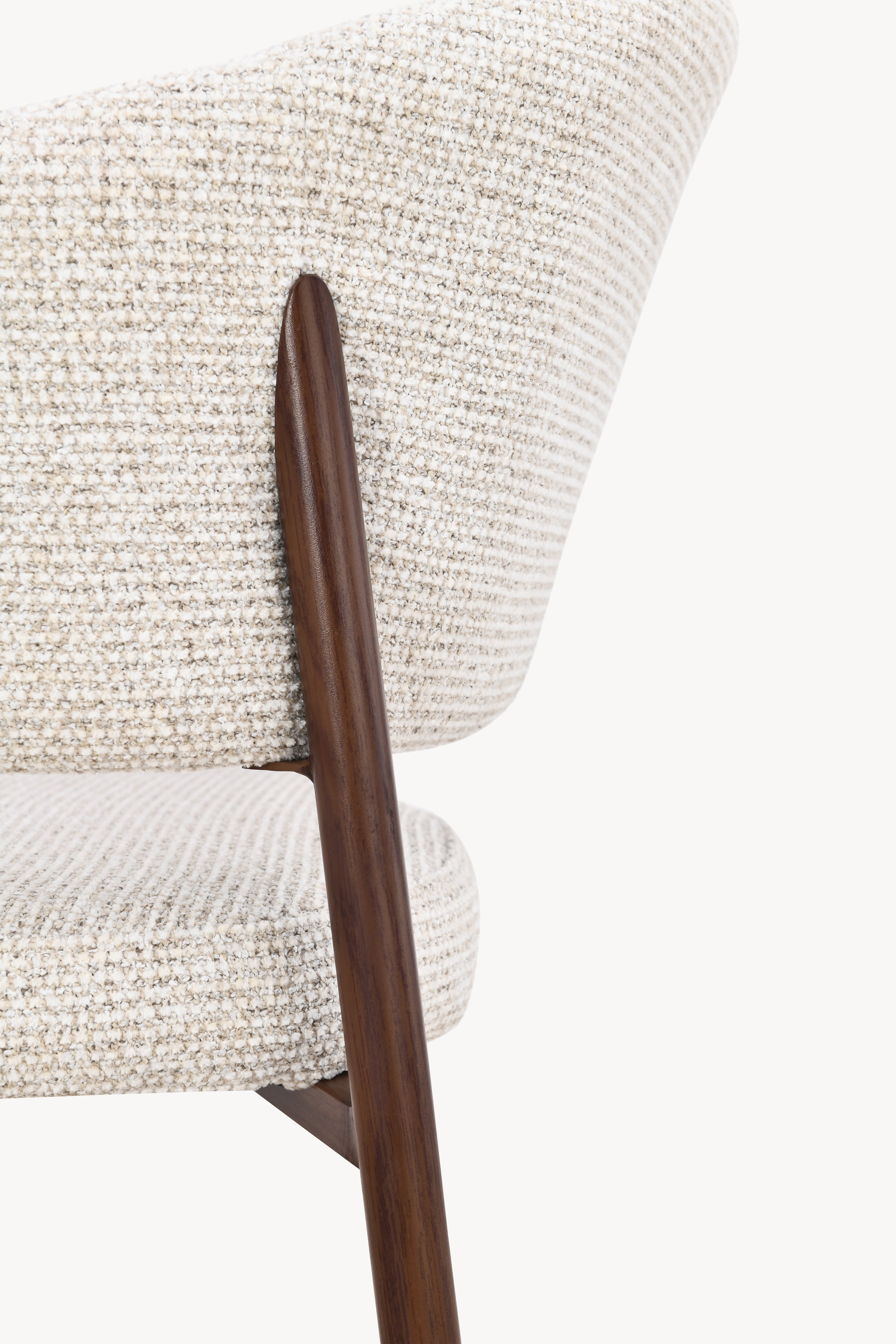 Martina Fabric Chairs, Set of 2, Cream White with Metal Legs in Dark Wood Finish - Detail image 2