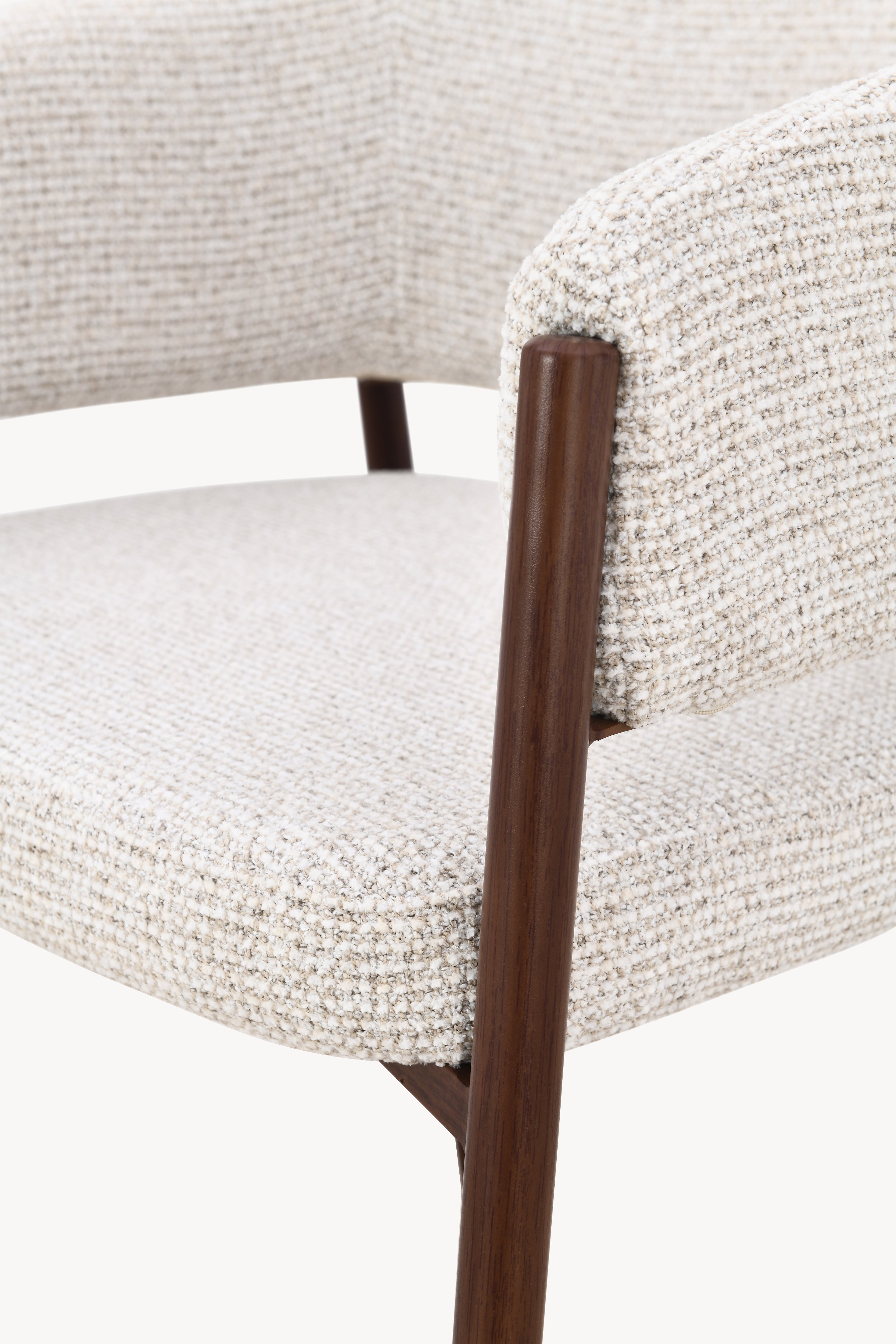 Martina Fabric Chairs, Set of 2, Cream White with Metal Legs in Dark Wood Finish - Detail image 3