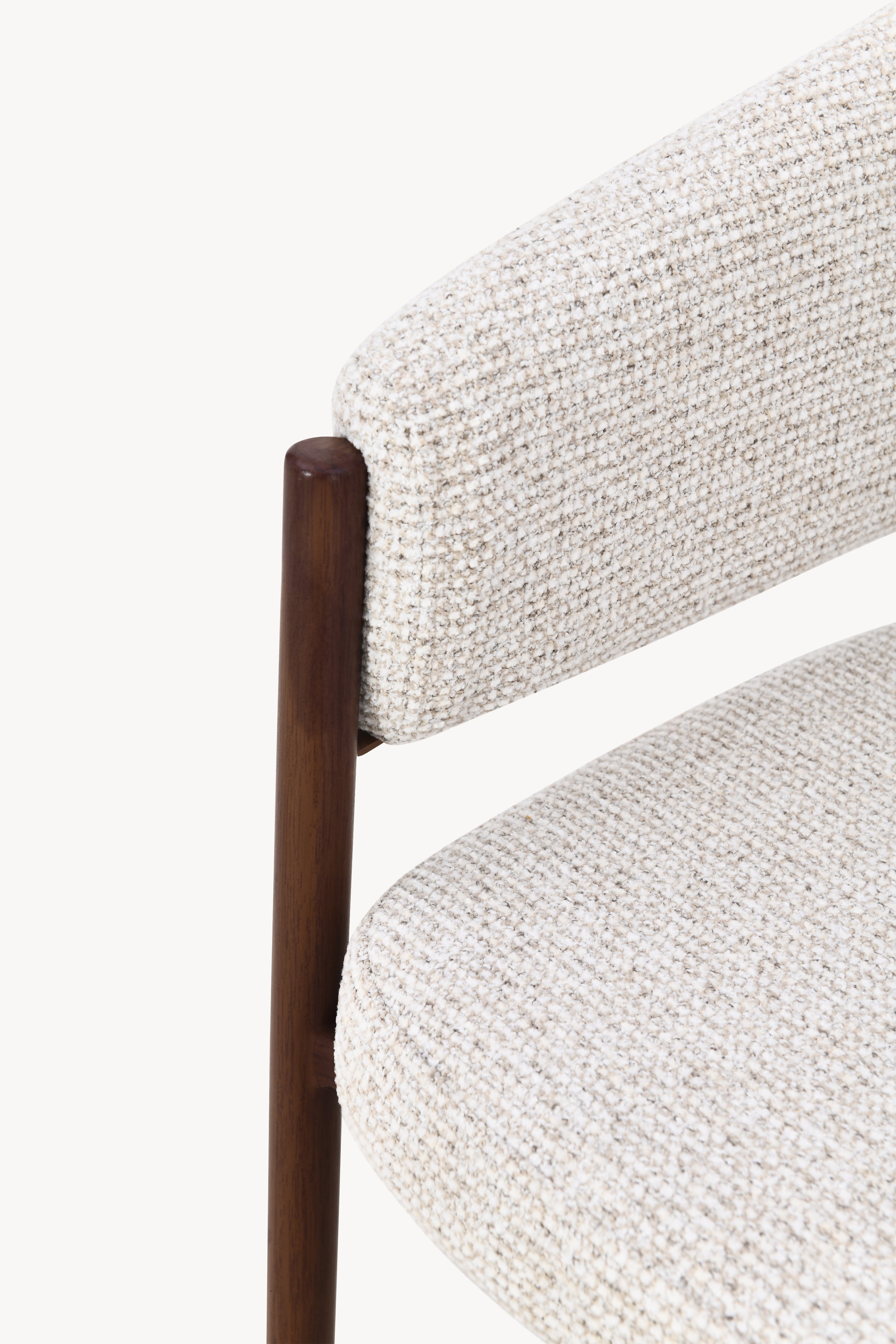 Martina Fabric Chairs, Set of 2, Cream White with Metal Legs in Dark Wood Finish - Detail image 5