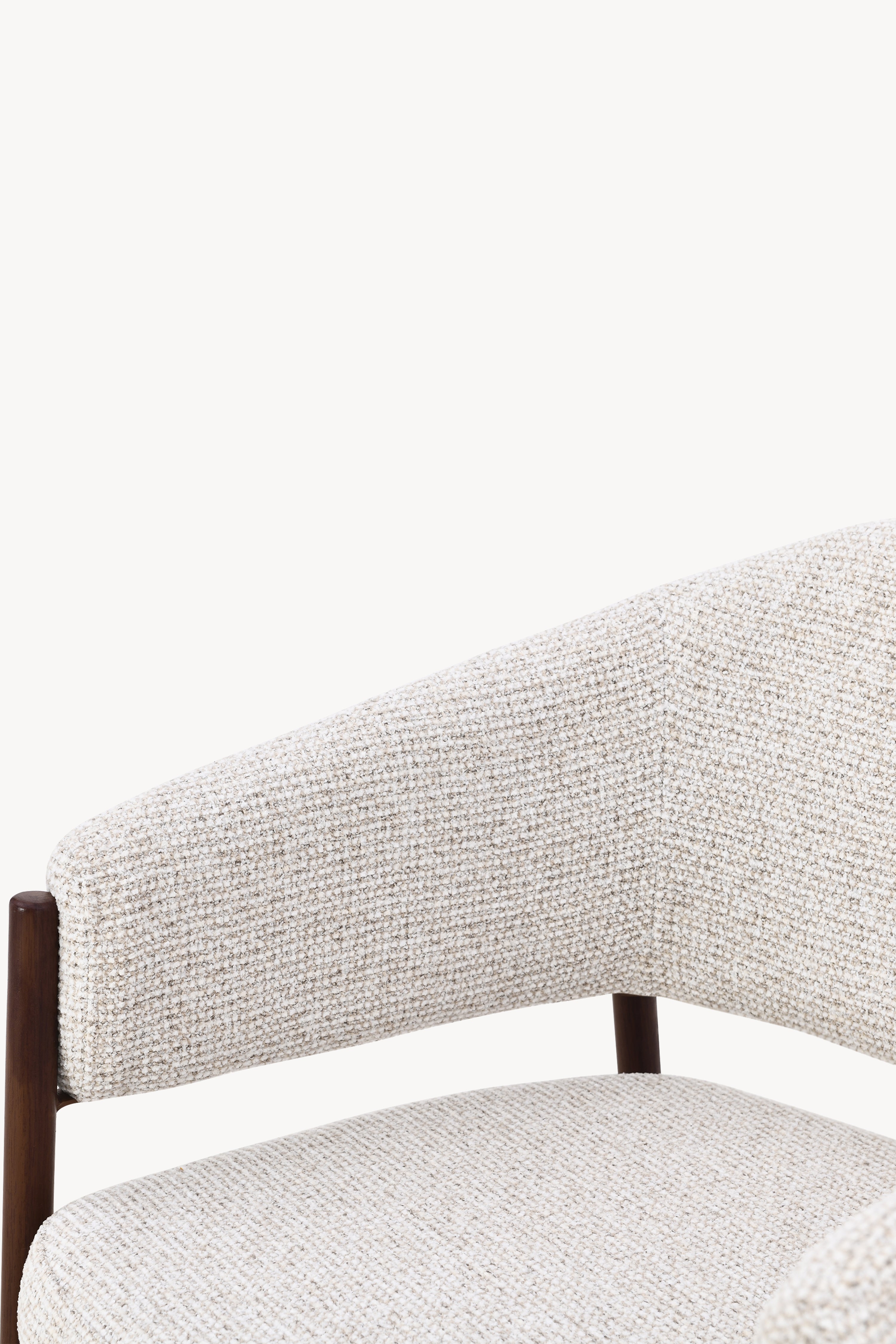 Martina Fabric Chairs, Set of 2, Cream White with Metal Legs in Dark Wood Finish - Detail image 8