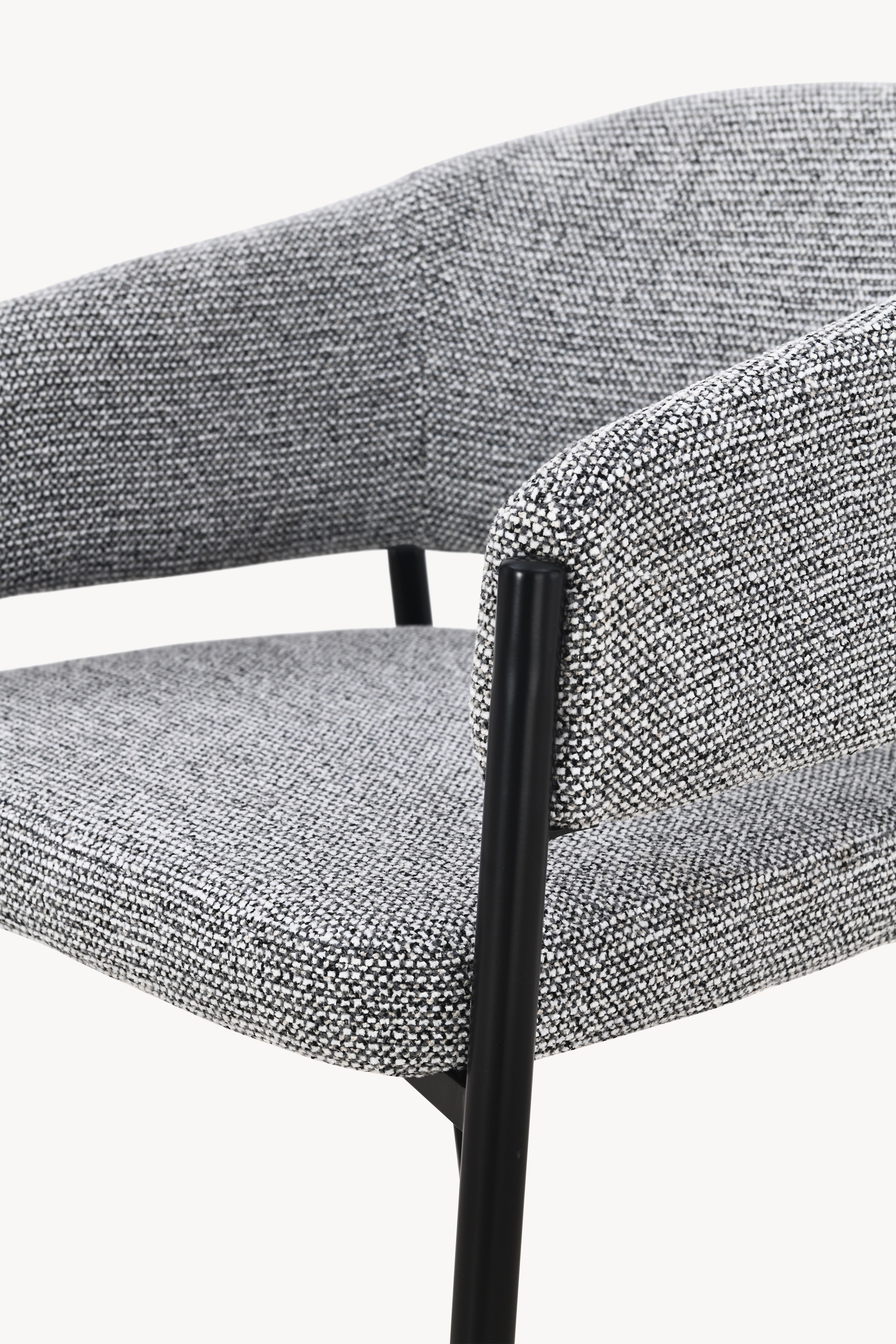 Martina Fabric Chairs, Set of 2, Grey with Black Metal Legs - Detail image 11