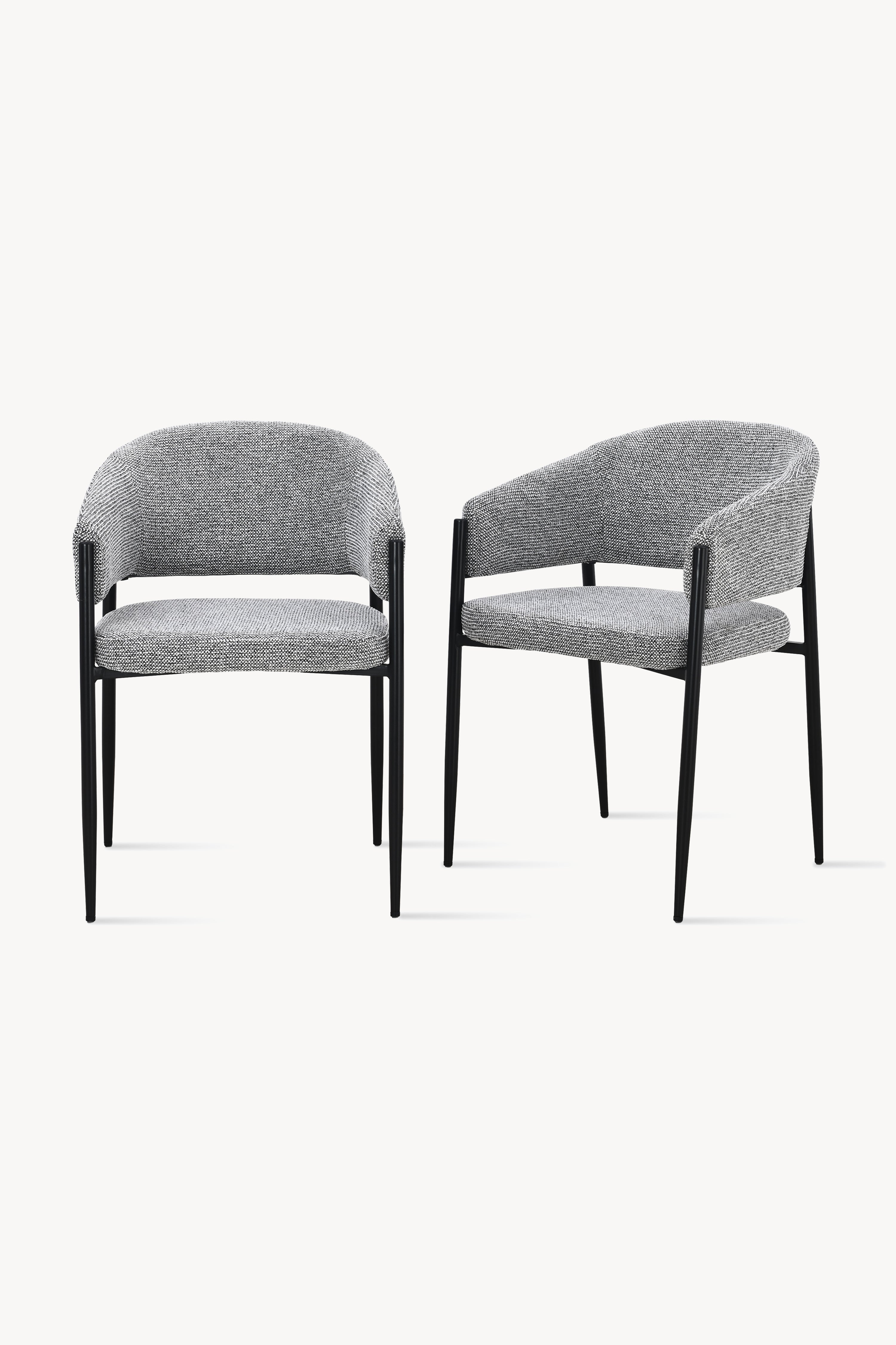 Martina Fabric Chairs, Set of 2, Grey with Black Metal Legs - Main image