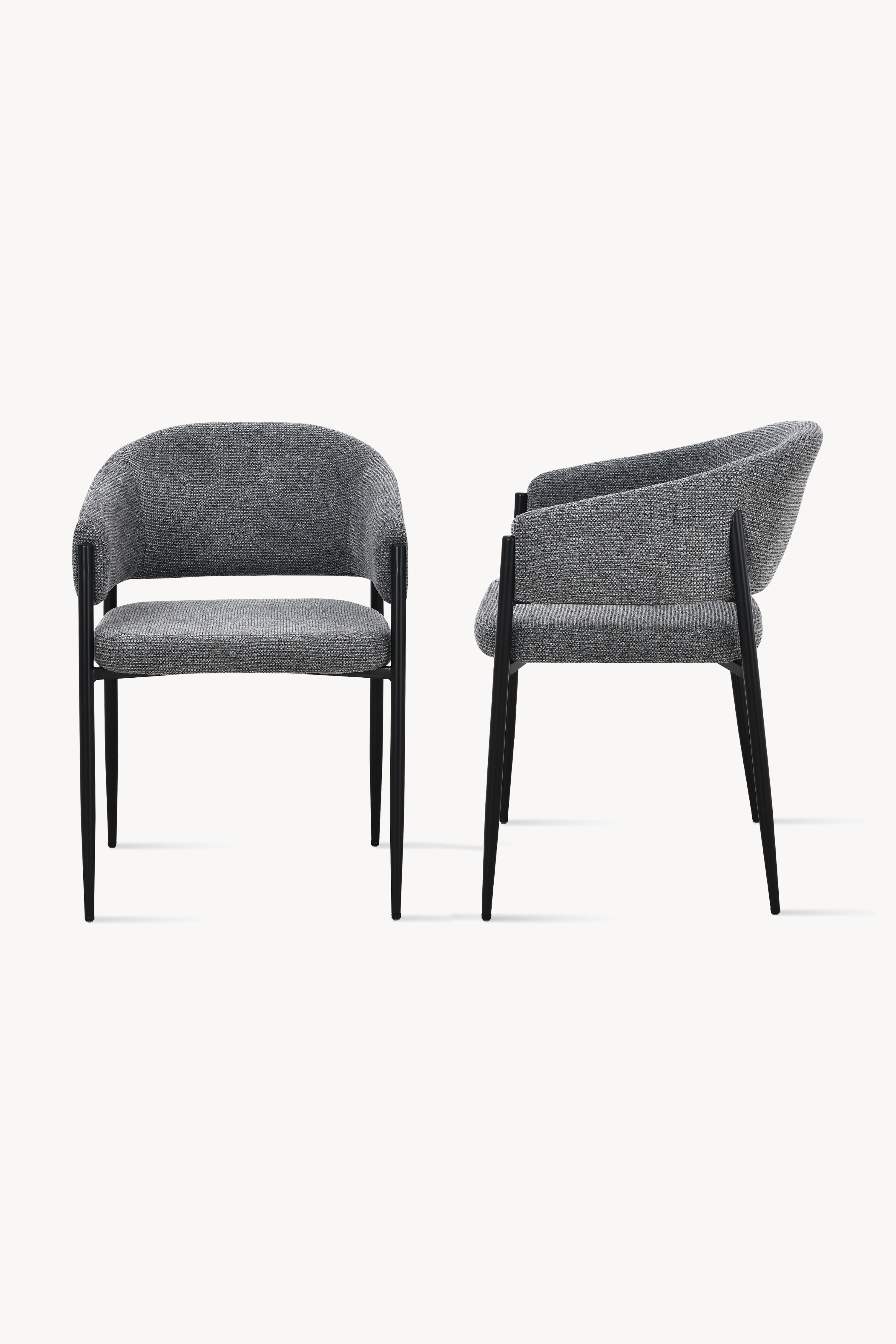 Chaises en tissu Martina, Lot de 2, Gris Foncé avec pieds en métal noir - Image de détail 6