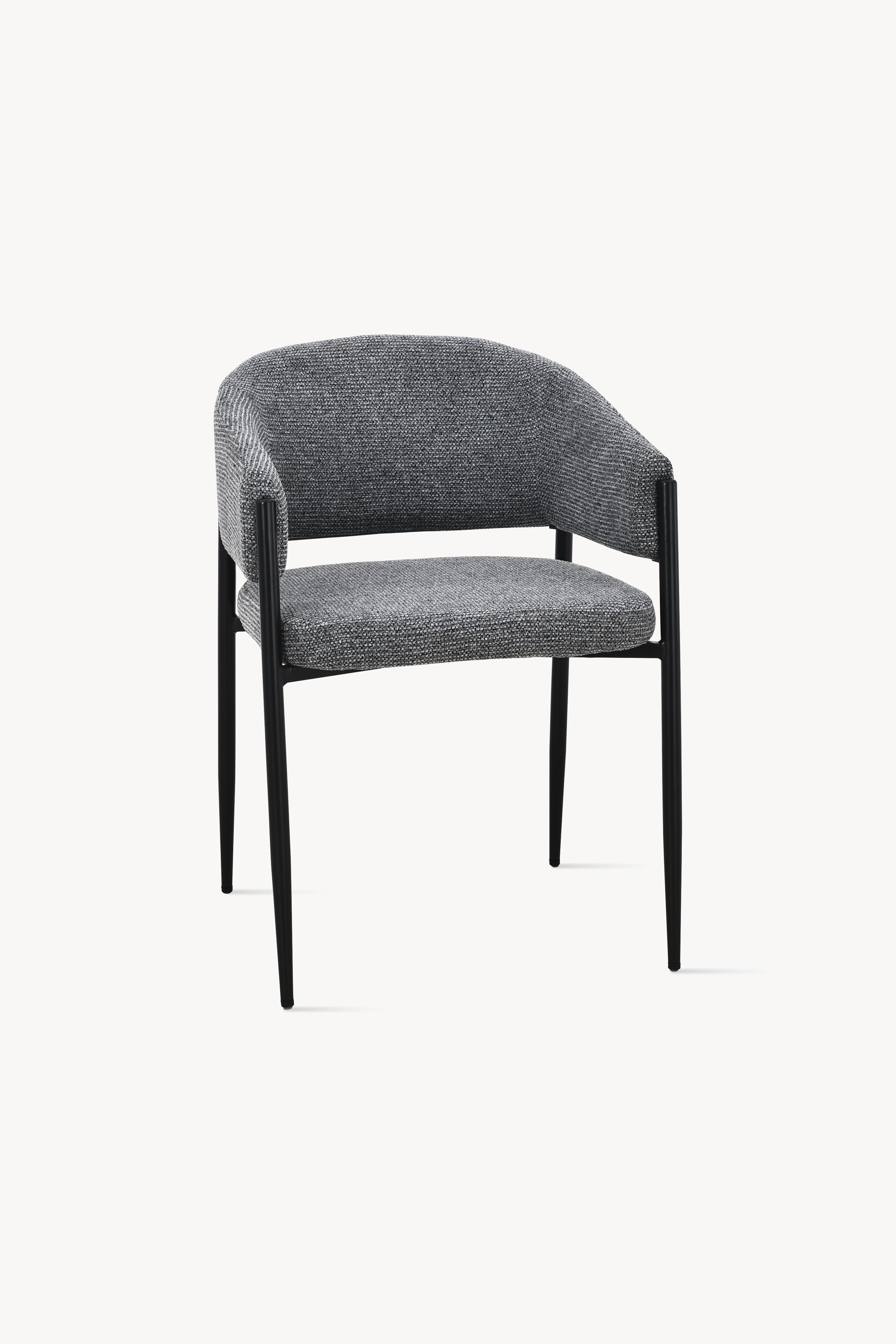Chaises en tissu Martina, Lot de 2, Gris Foncé avec pieds en métal noir - Image de détail 7