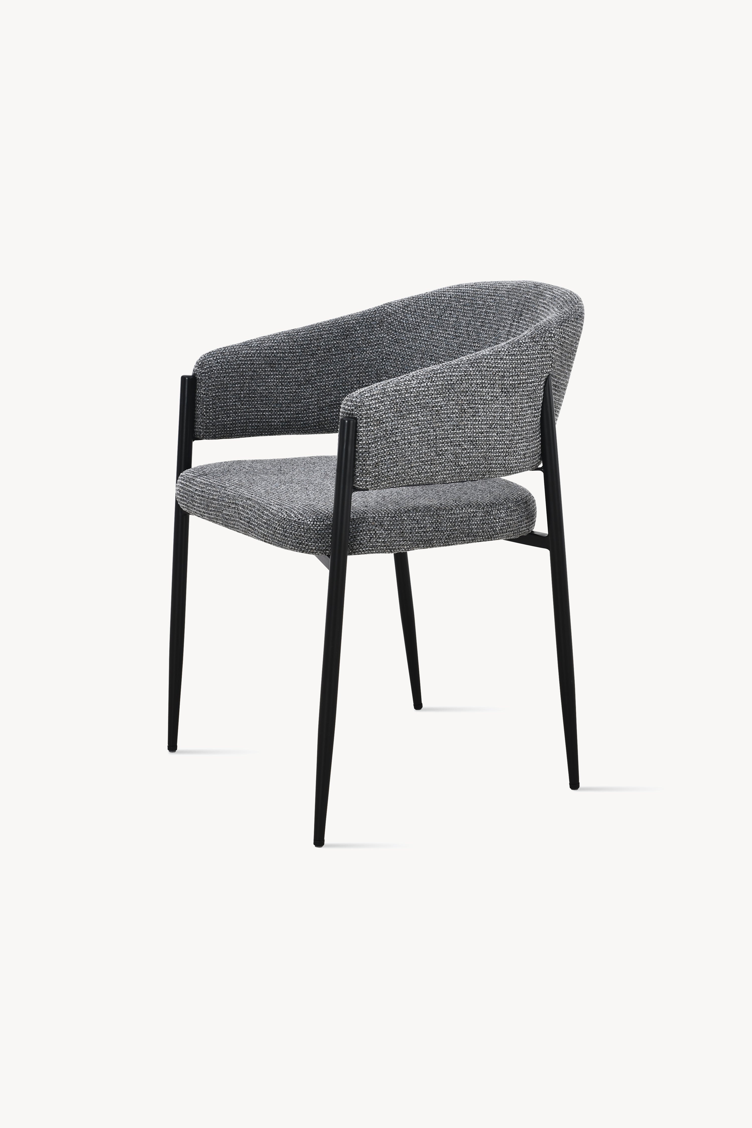 Chaises en tissu Martina, Lot de 2, Gris Foncé avec pieds en métal noir - Image de détail 8