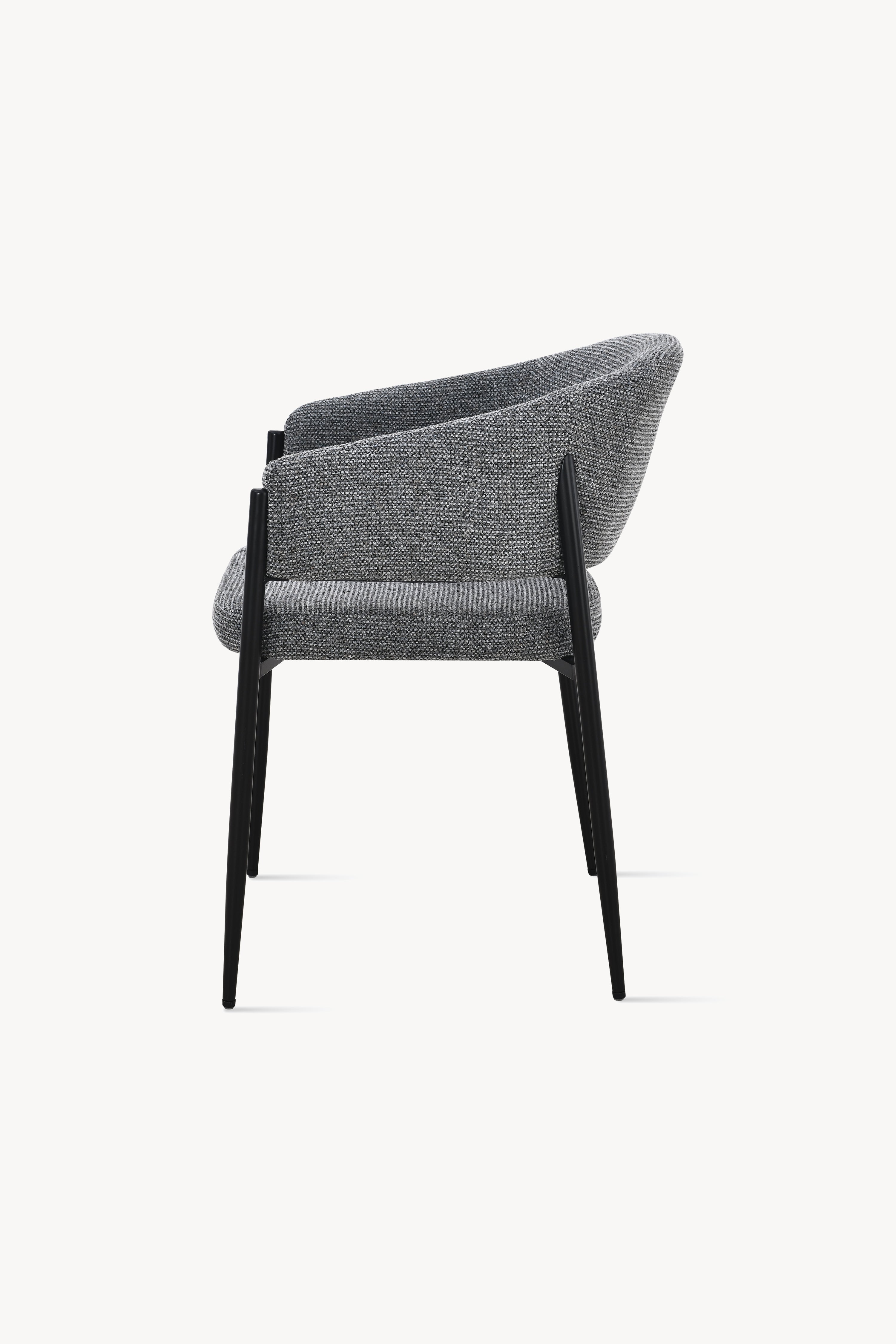 Chaises en tissu Martina, Lot de 2, Gris Foncé avec pieds en métal noir - Image de détail 9