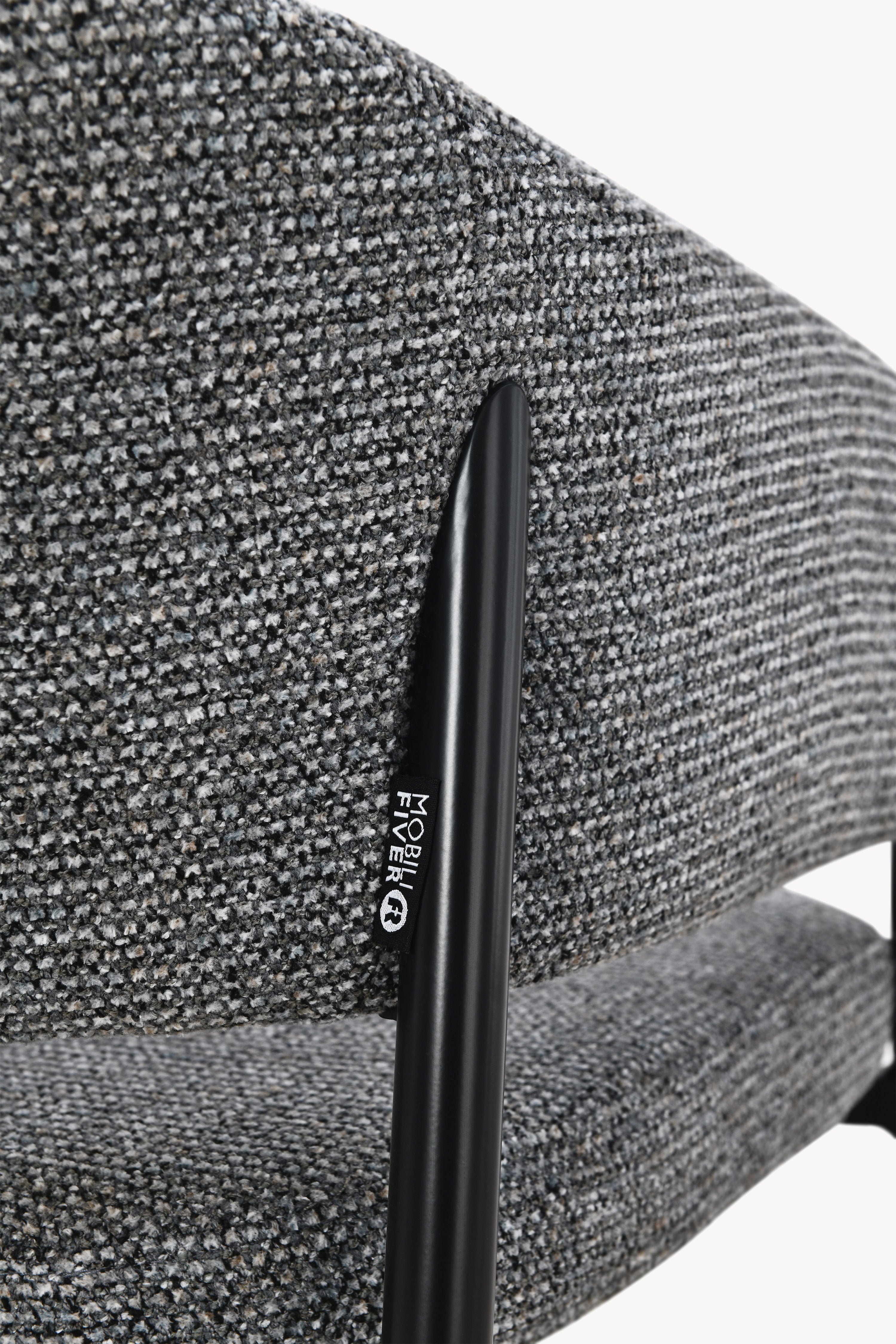 Chaises en tissu Martina, Lot de 2, Gris Foncé avec pieds en métal noir - Image de détail 10