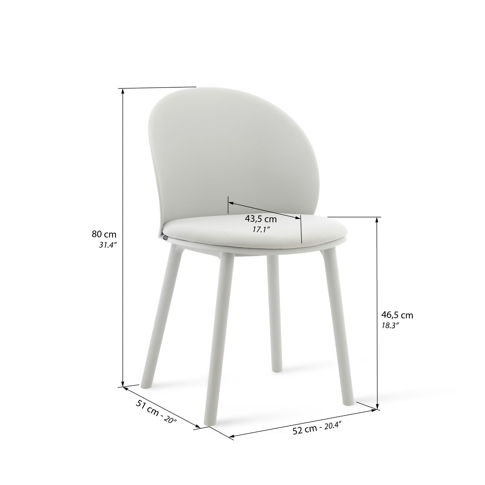 Sedie Melissa, set da 4, Grigio - Immagine tecnica 1