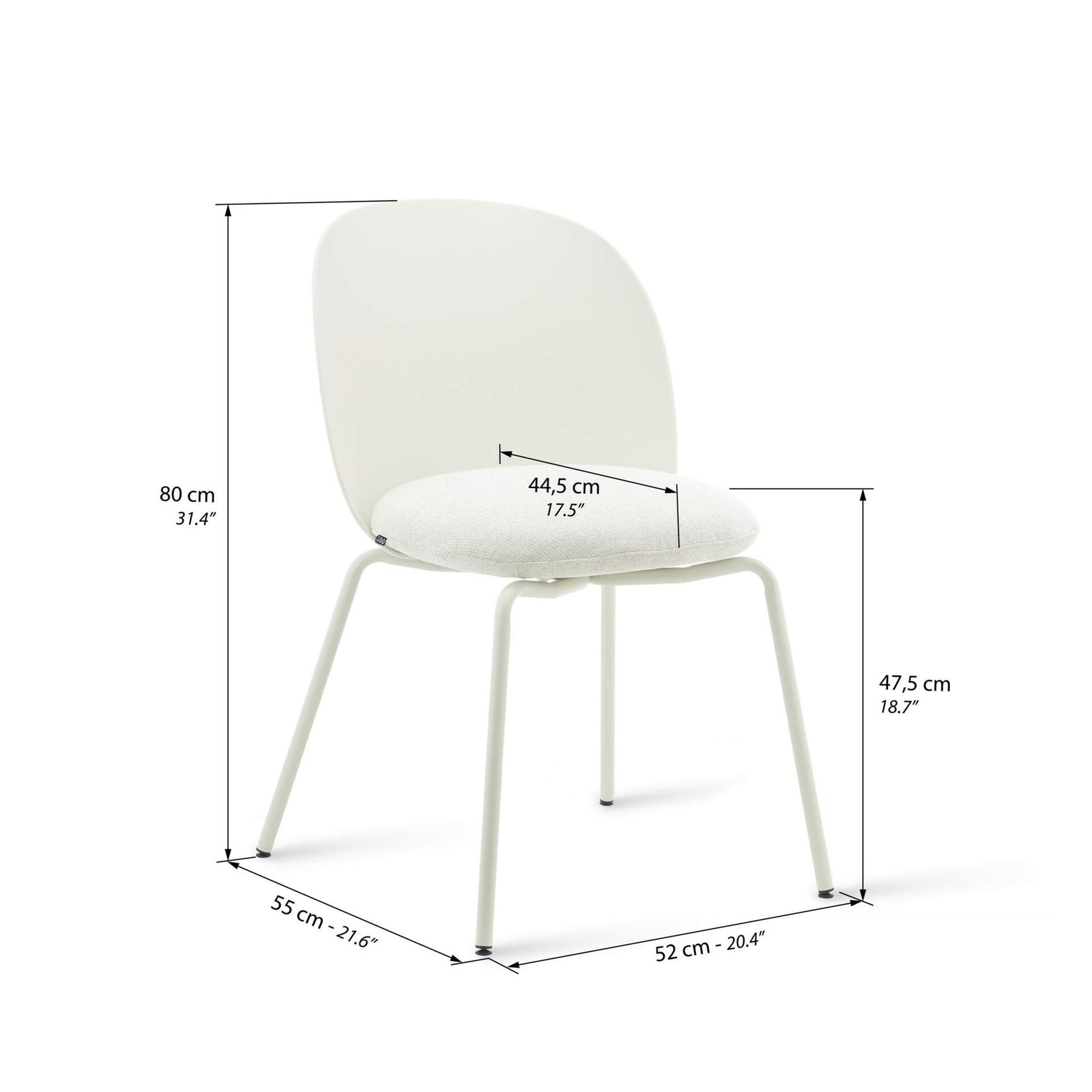 Sedie Marzia, set da 4, Bianco - Immagine tecnica 1