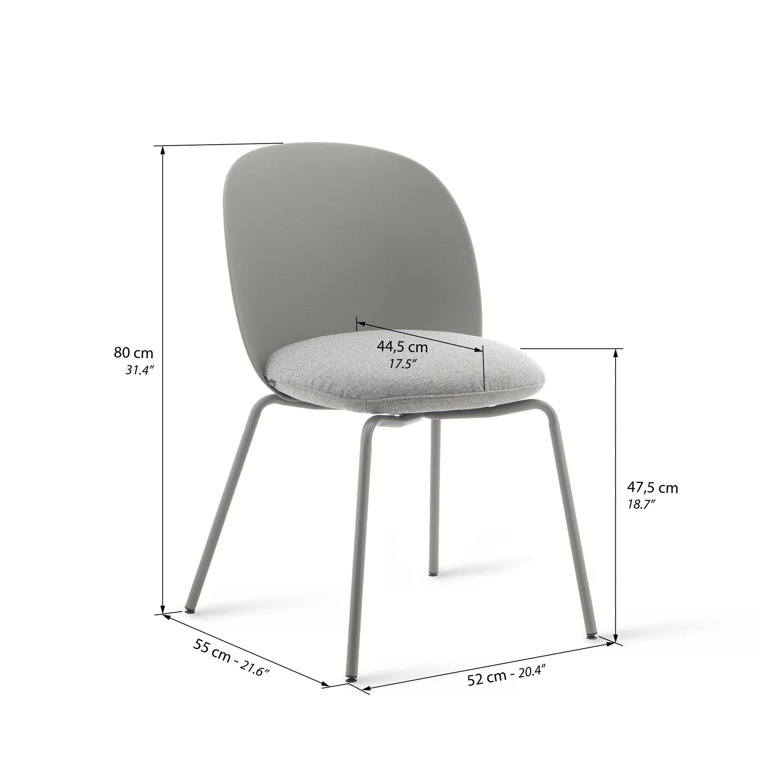 Stühle Marzia, 4er-Set, Dunkelgrau - Immagine tecnica 1