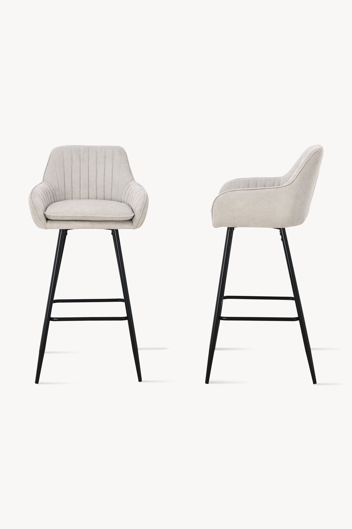 Hocker aus Stoff Roberto, 2er-Set, Beige