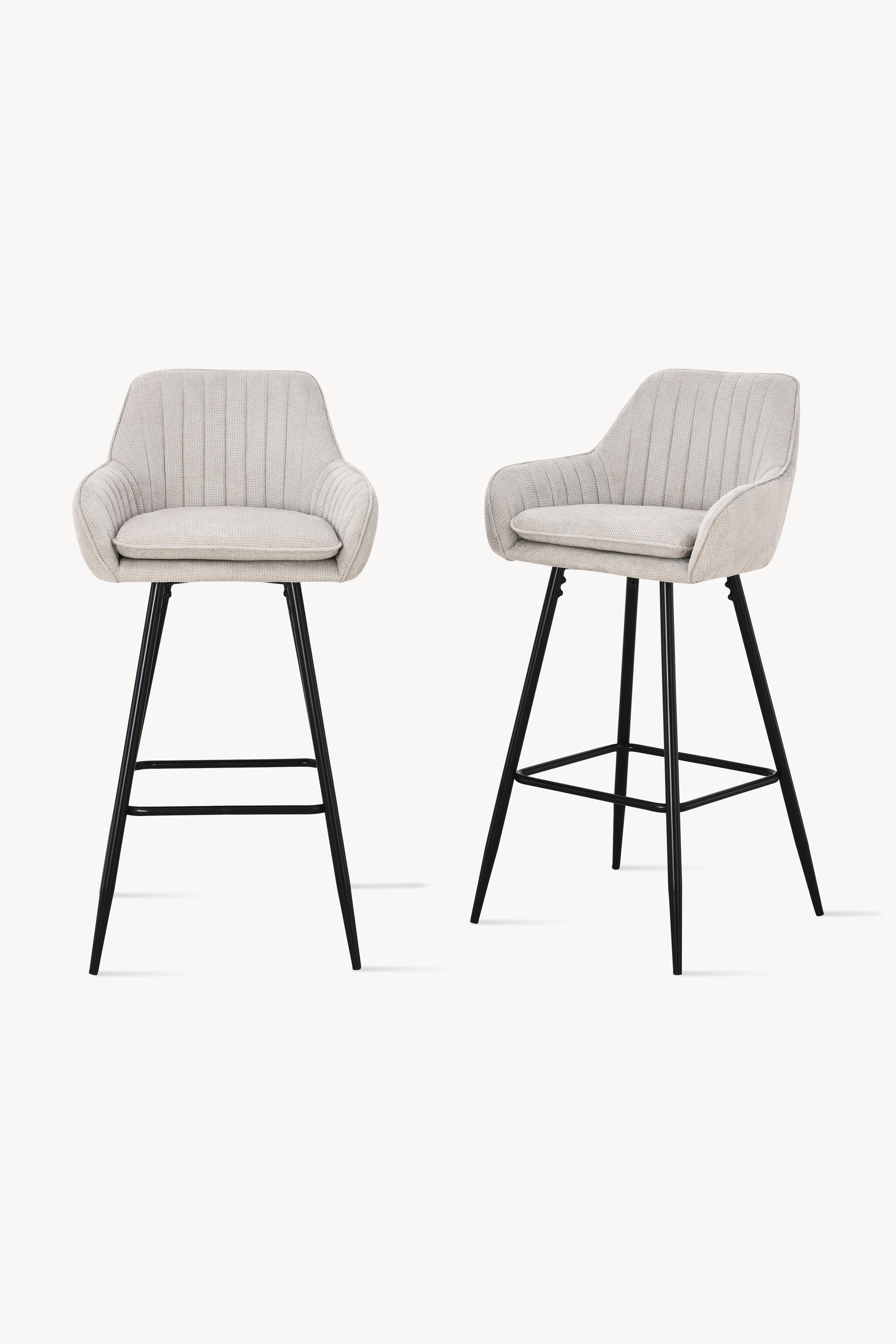 Taburete din material textil Roberto, Set de 2, Bej - Imagine principală