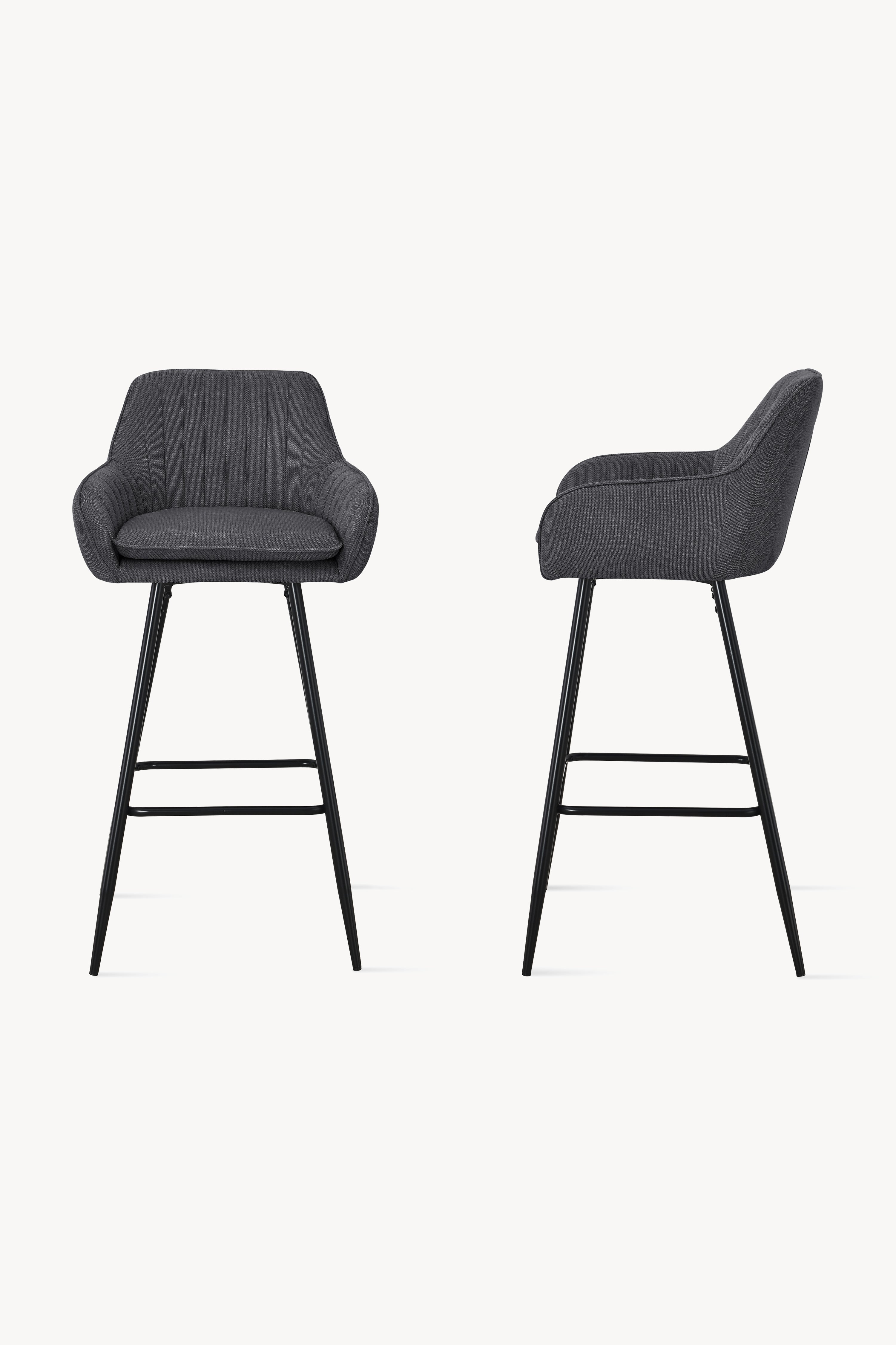 Roberto stoffen krukken, Set van 2, Donkergrijs - Detailafbeelding 2