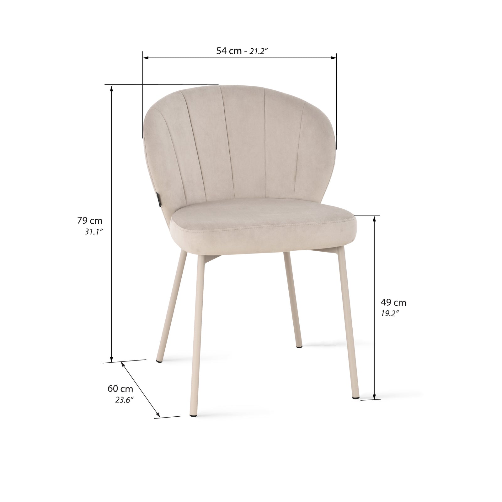 Revy Fabric Chairs, Set of 2, Grey - Immagine tecnica 1