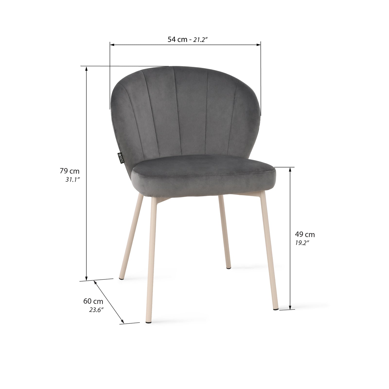 Stühle aus Stoff Revy, 2er-Set, Dunkelgrau - Immagine tecnica 1