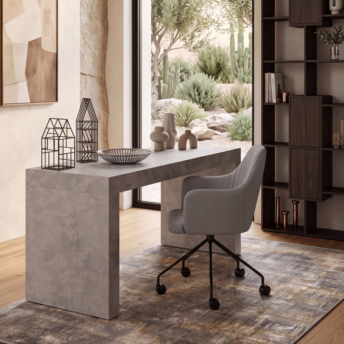 Office Chair with Casters, Romina with Light Grey Armrests - gallery 4