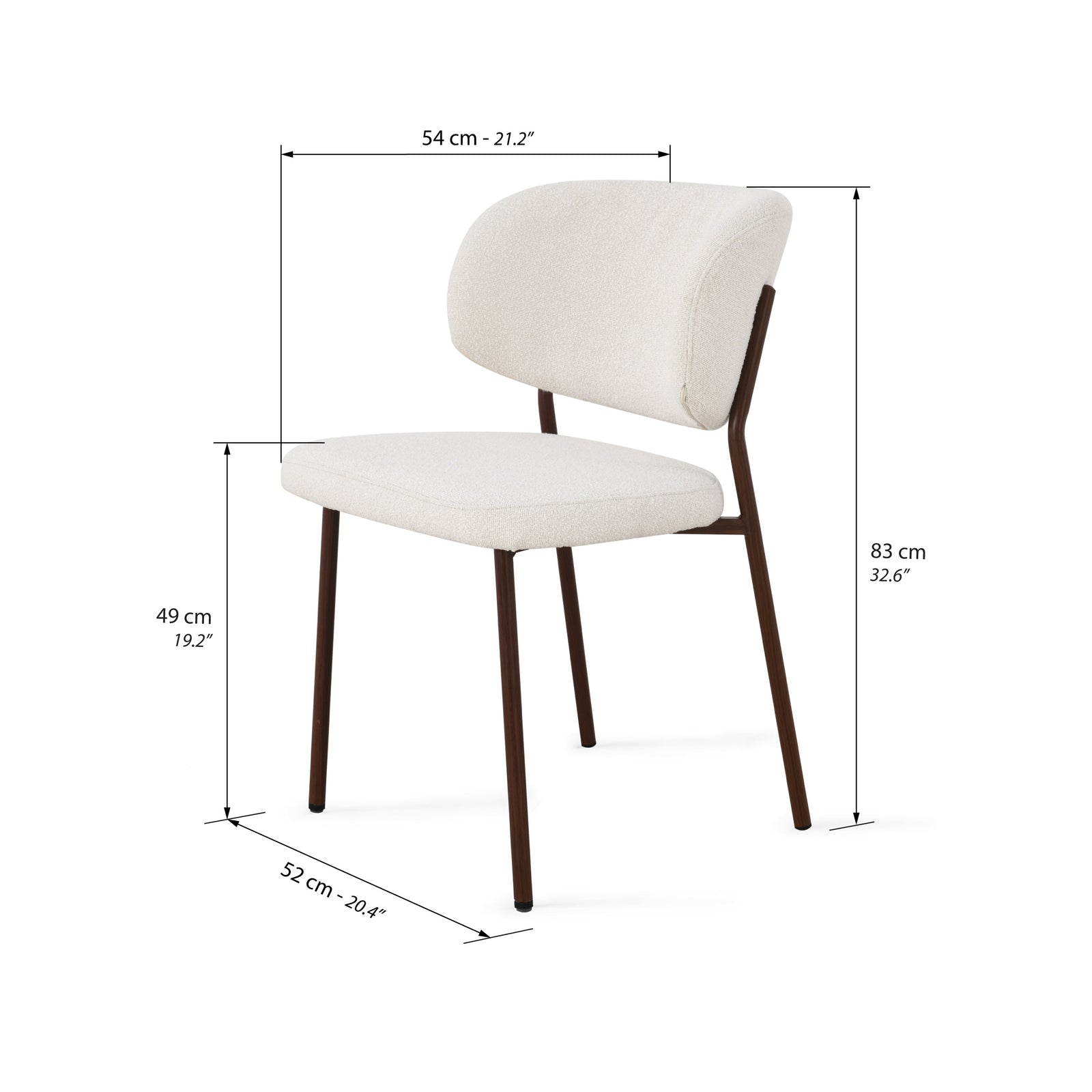 Sedie in tessuto Silvia, Set da 2, Bianco Panna - Immagine tecnica 1