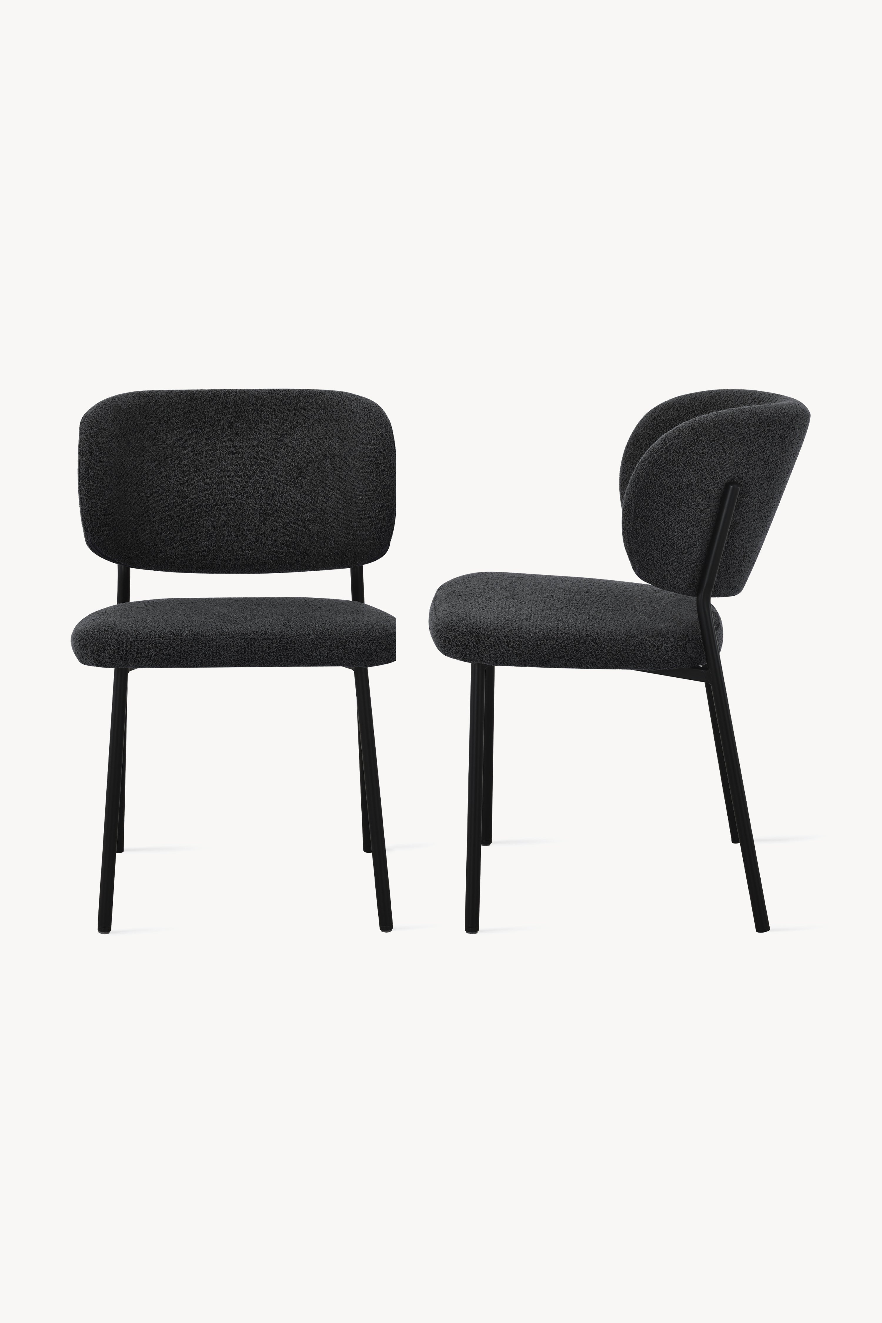 Chaises en tissu Silvia, Lot de 2, Gris Foncé - Image de détail 2