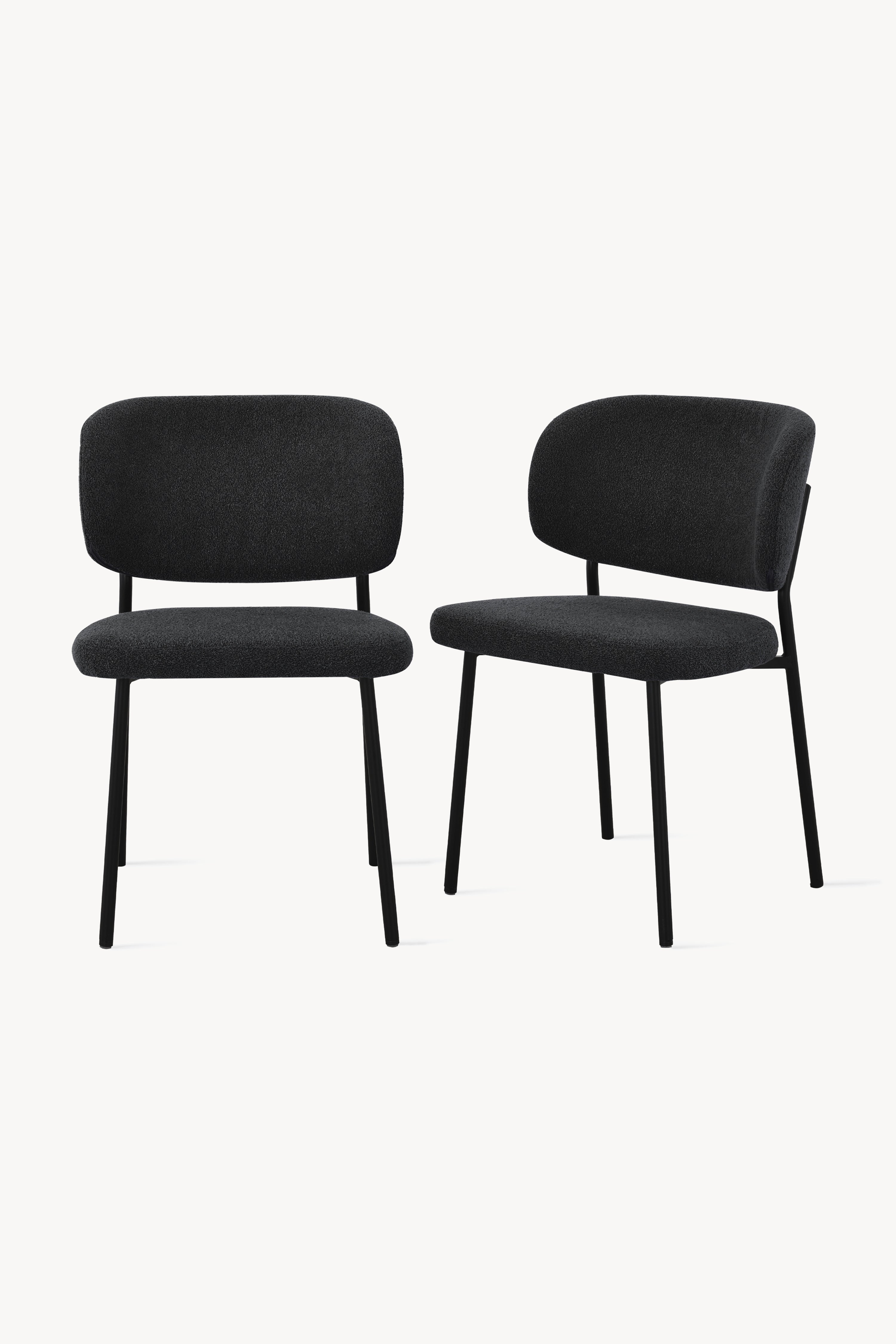 Chaises en tissu Silvia, Lot de 2, Gris Foncé - Image principale