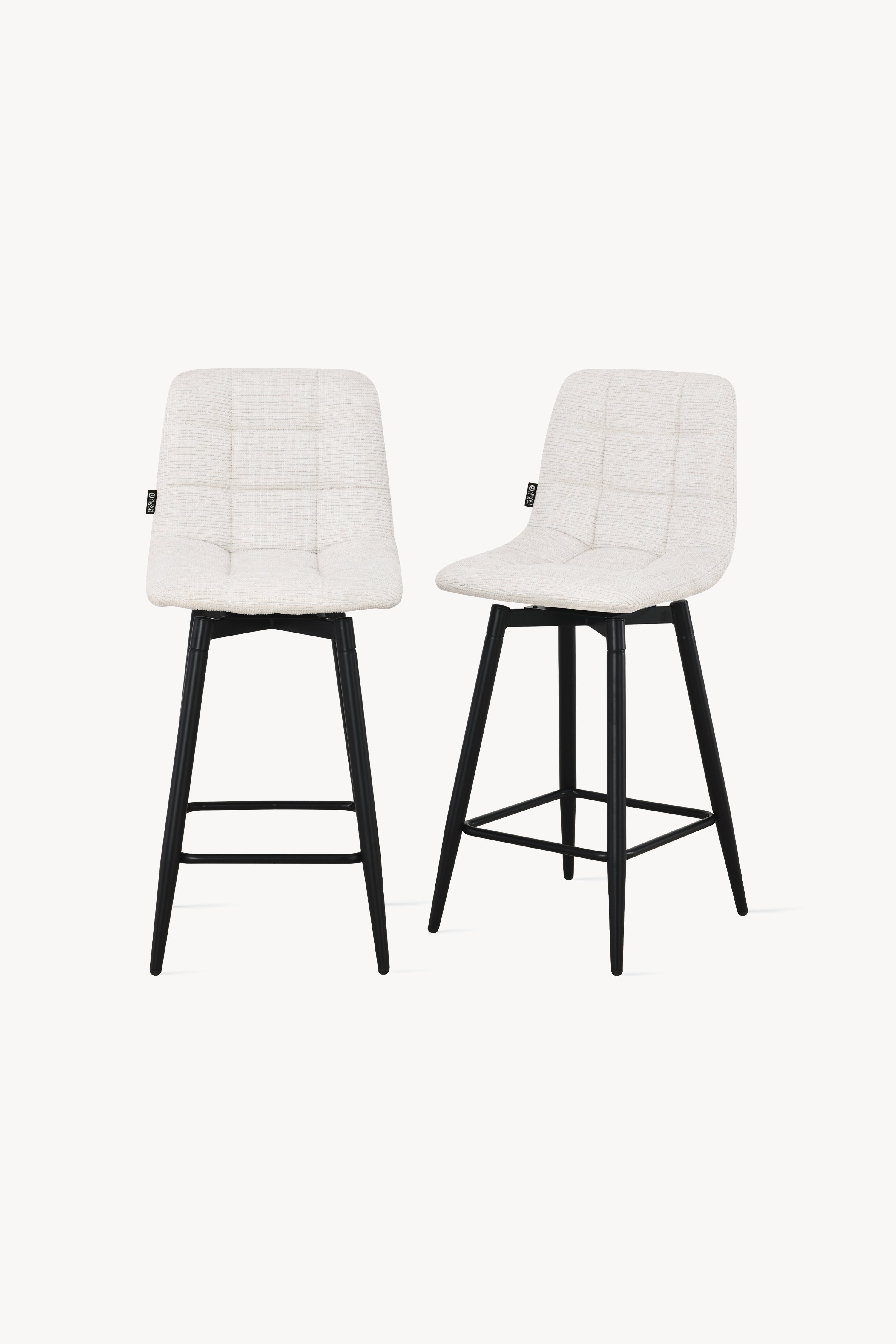 Taburete din material textil Simone, Set de 2, Alb Crem - Imagine principală