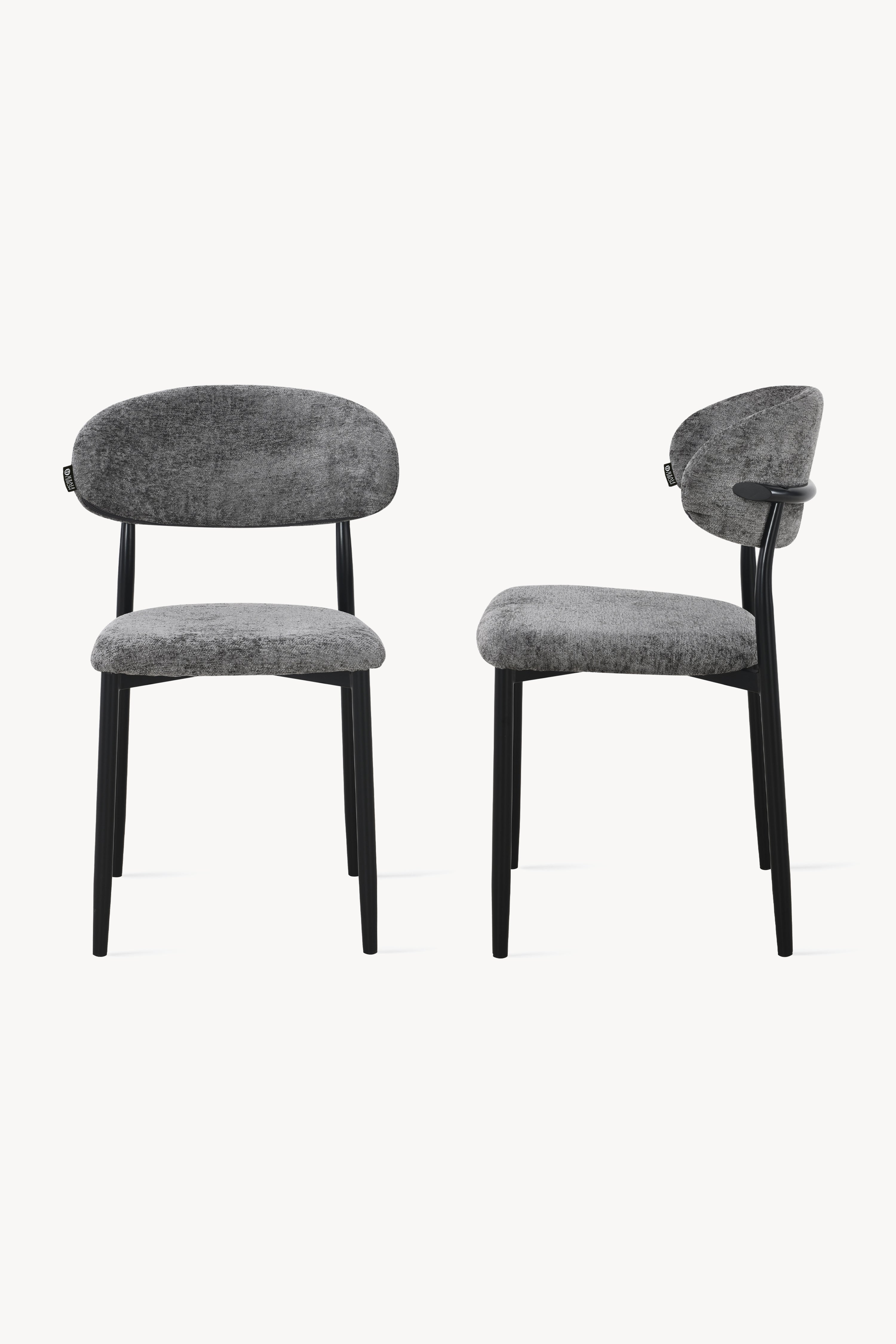 Sedie in tessuto Sofia, Set da 2, Grigio Scuro - Immagine dettaglio 2