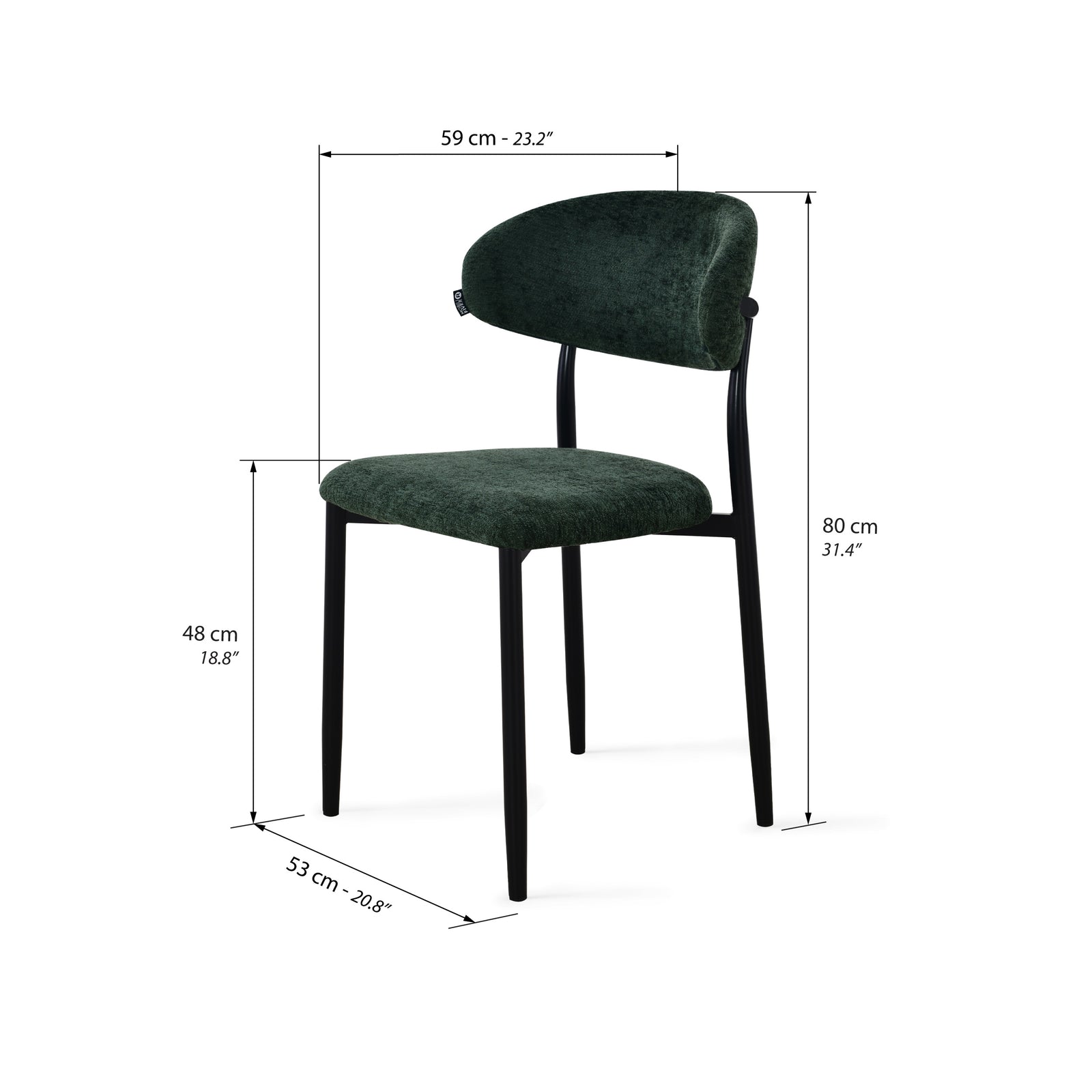 Chaises en tissu Sofia, Lot de 2, Vert - Immagine tecnica 1