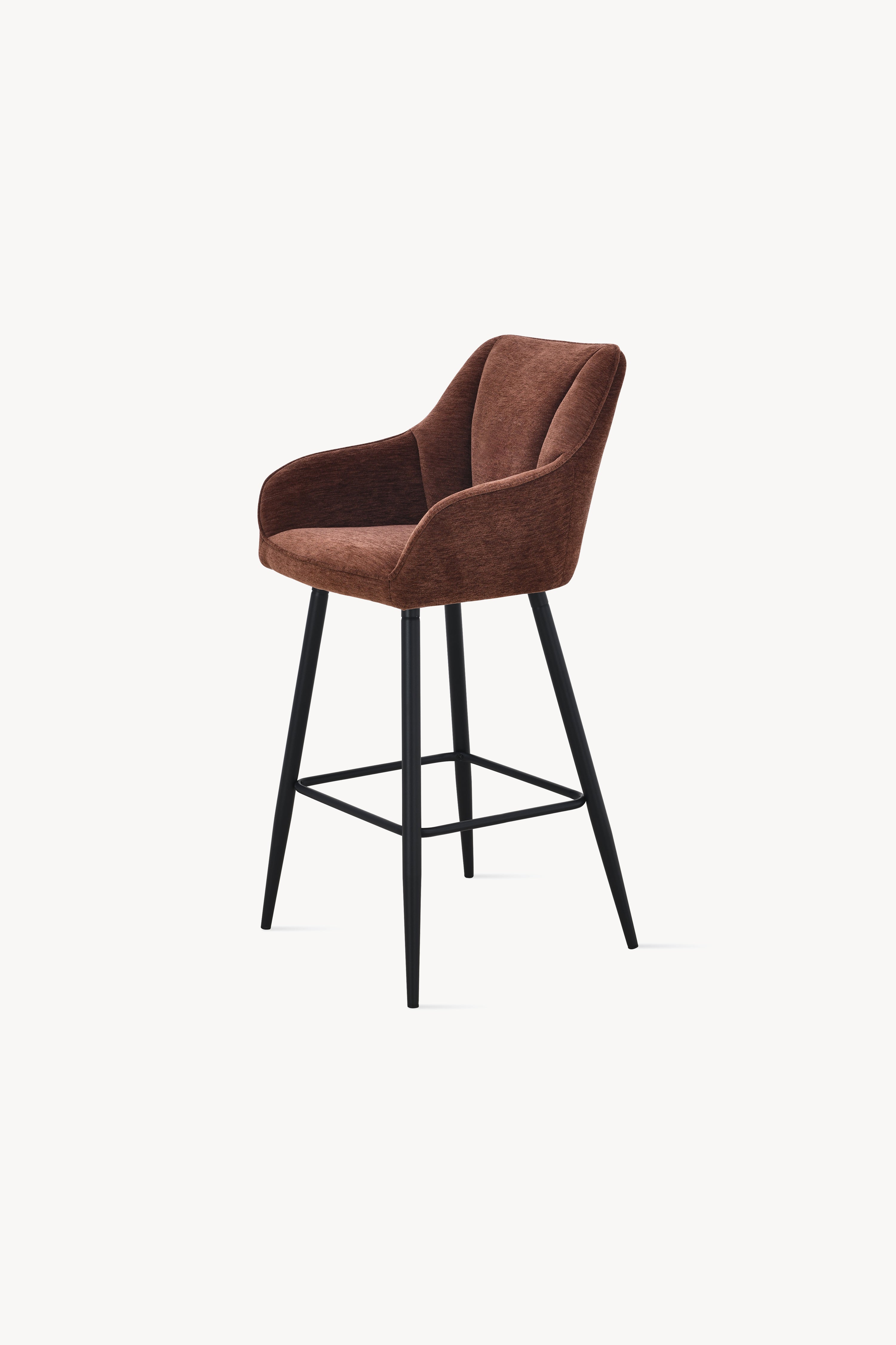 Taburete din material textil Thomas, Set de 2, Maro - Imagine detaliu 2