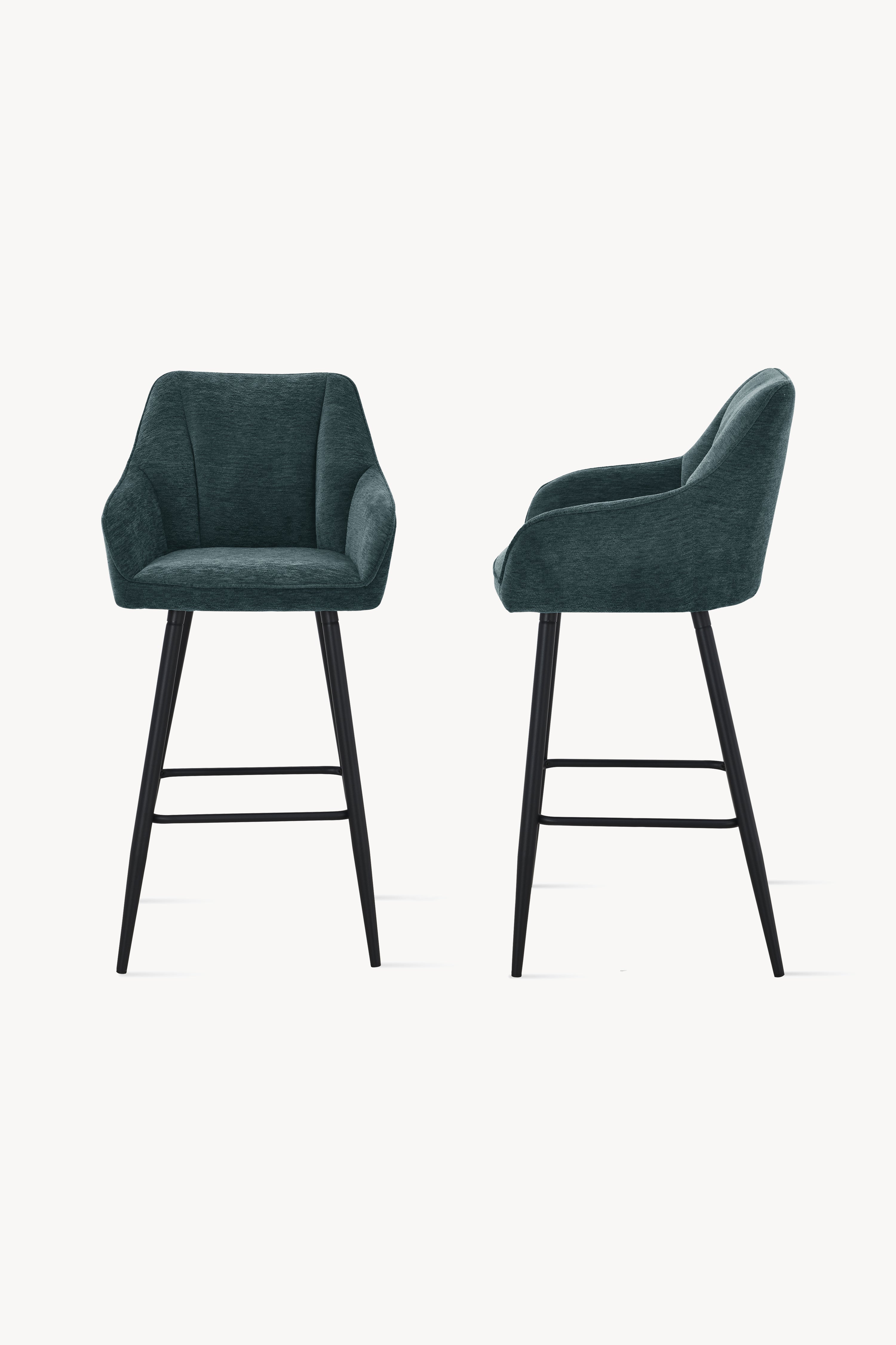 Scaune din material textil Thomas, Set de 2, Verde - Imagine principală