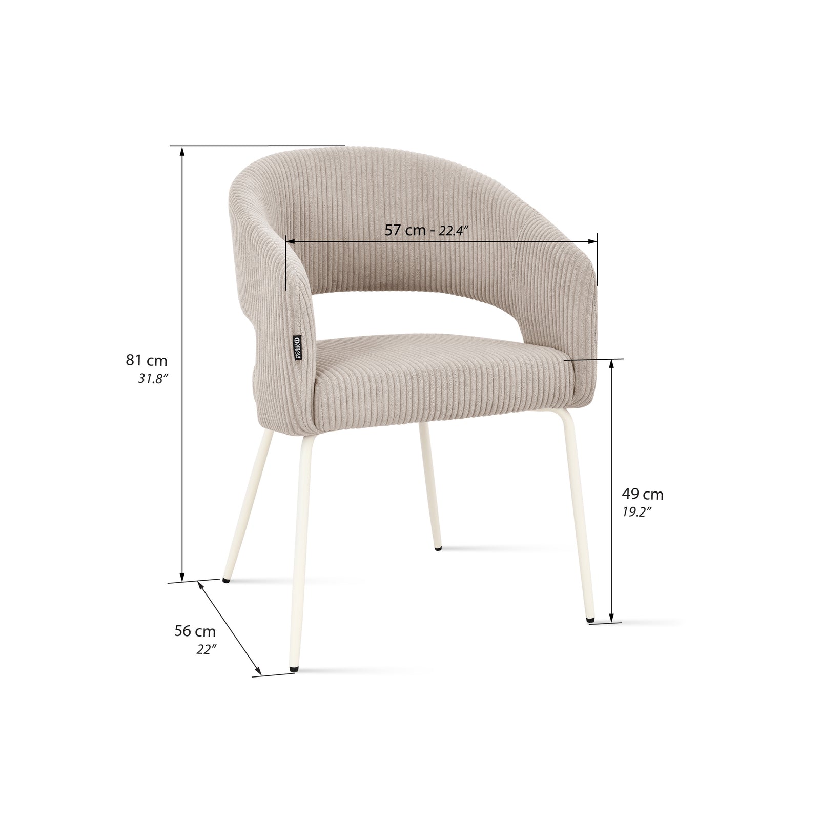 Victoria Fabric Chairs, Set of 2, Beige - Immagine tecnica 1
