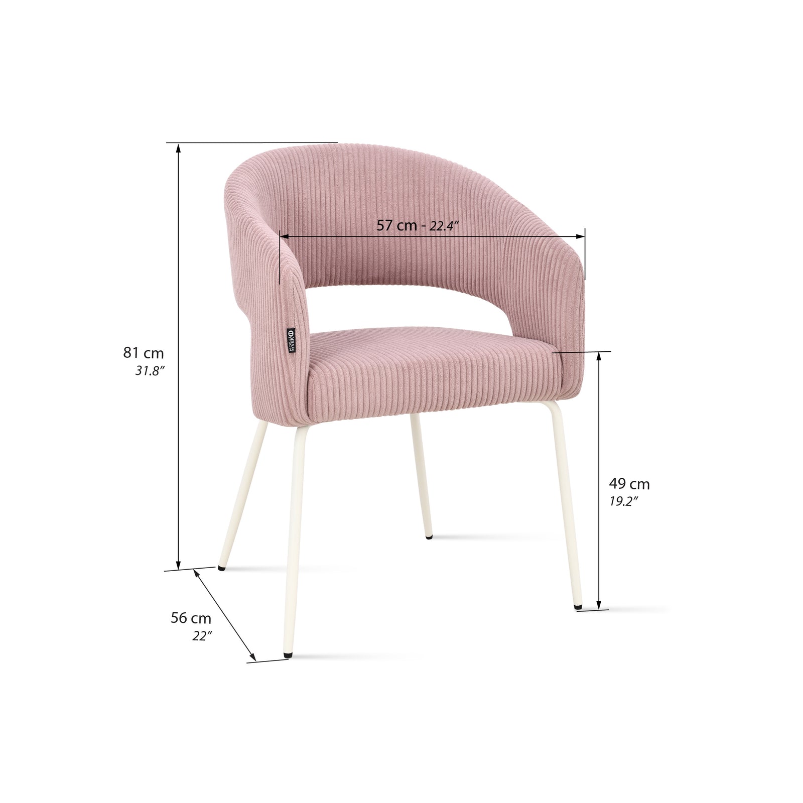 Sillas de tela Victoria, Set de 2, Rosa - Immagine tecnica 1
