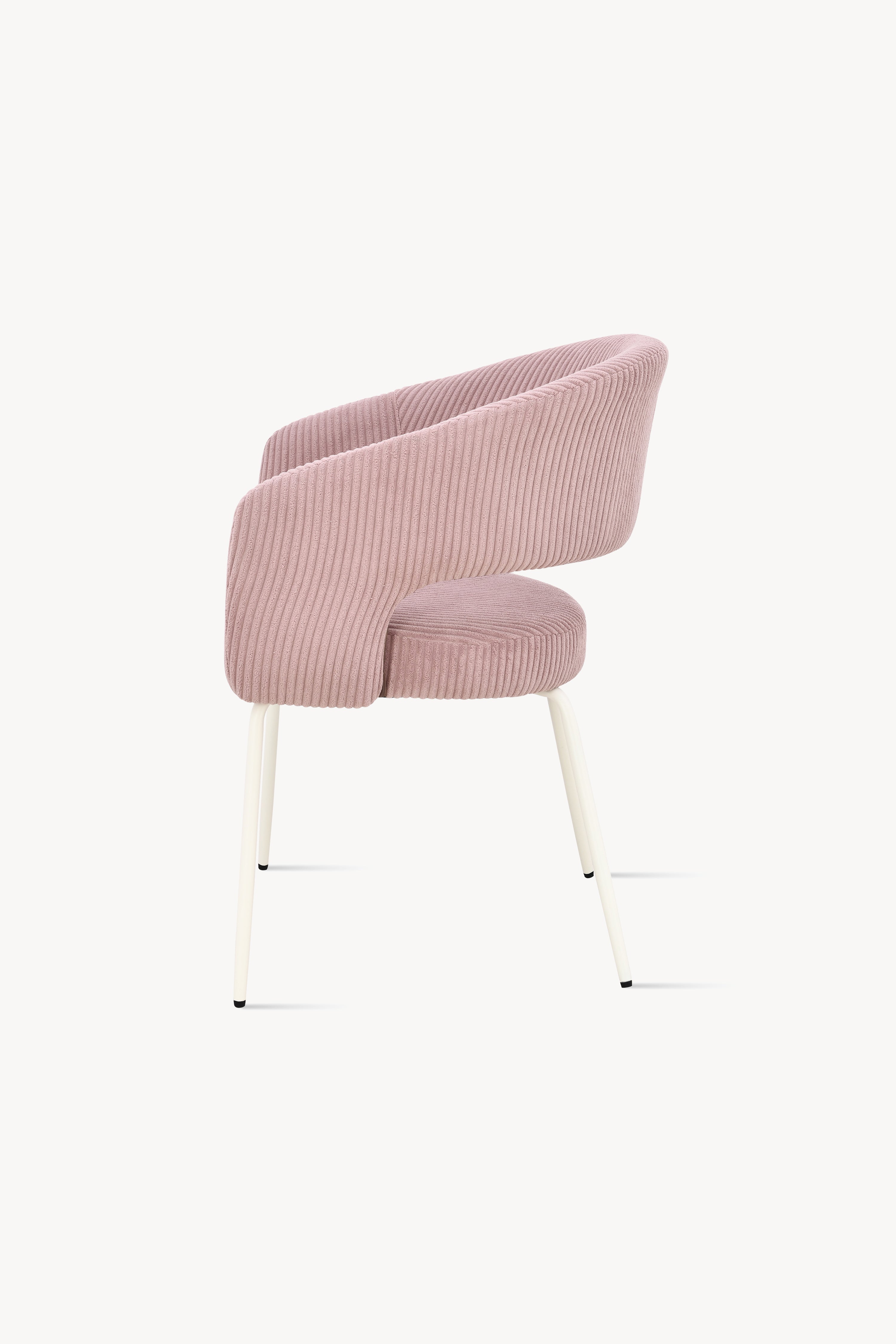 Sedie in tessuto Victoria, Set da 2, velluto a coste rosa con gambe in metallo bianco - Immagine dettaglio 10