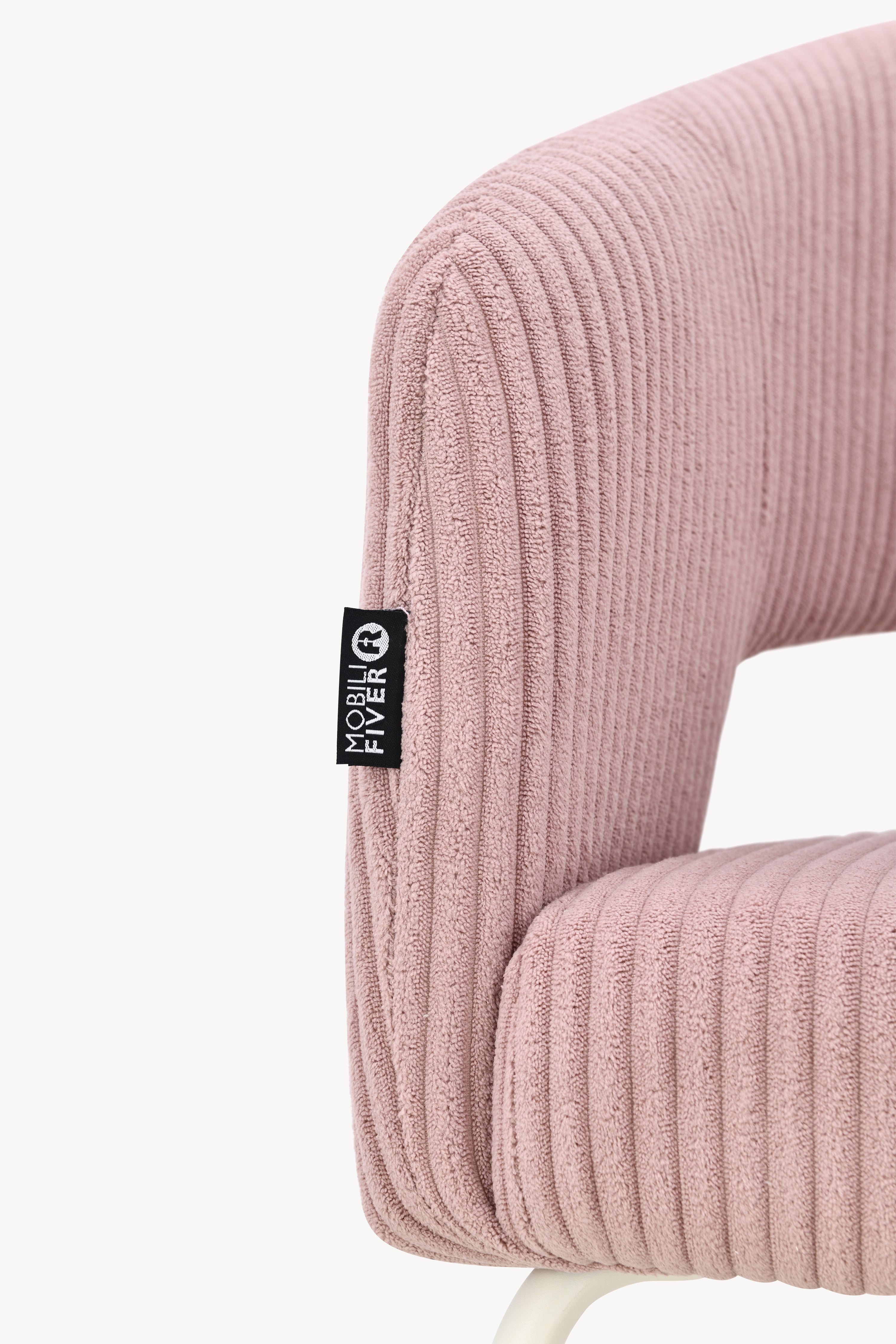 Sedie in tessuto Victoria, Set da 2, velluto a coste rosa con gambe in metallo bianco - Immagine dettaglio 17