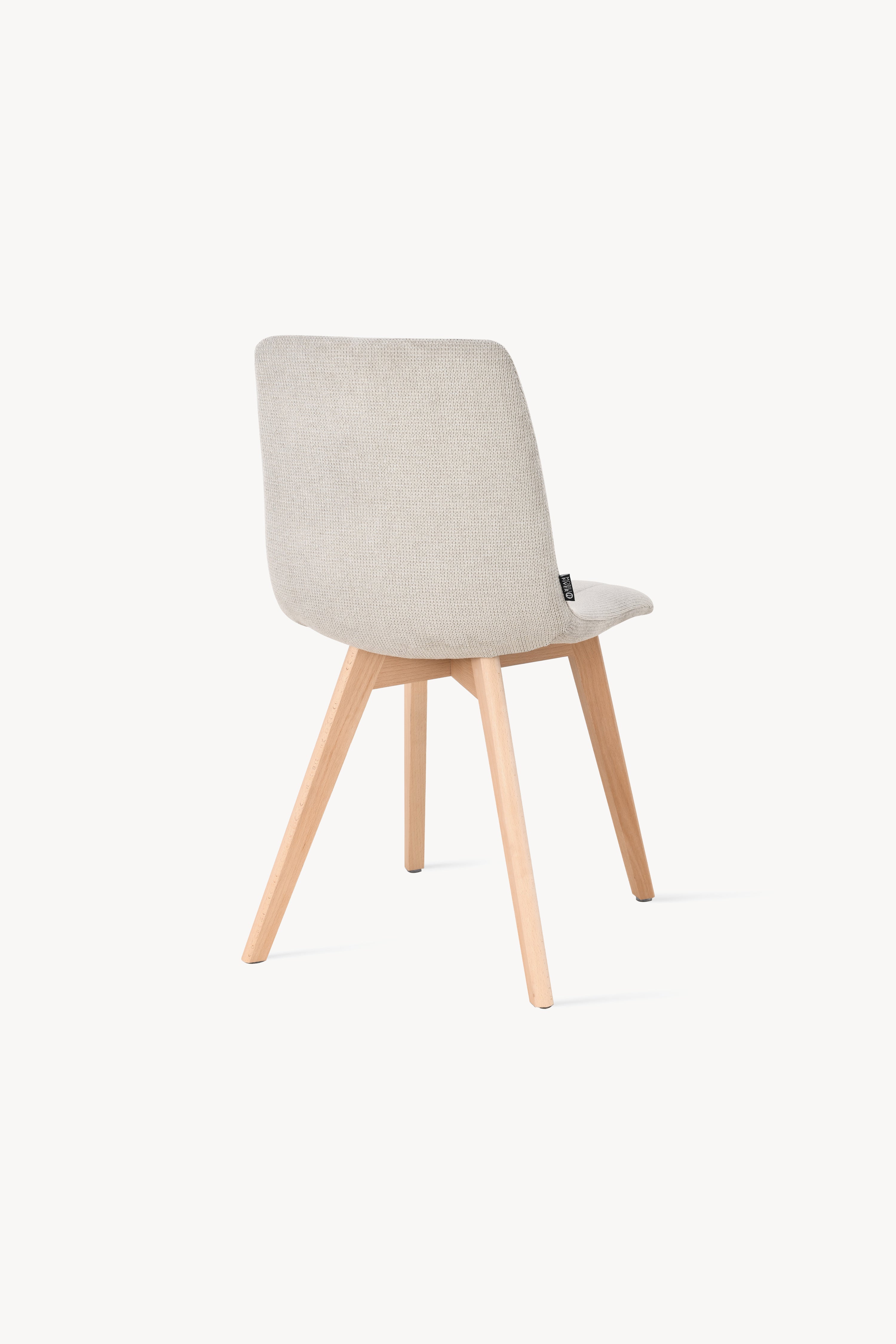 Chaises en tissu Vera, Lot de 2, Beige avec pieds en bois - Image de détail 9