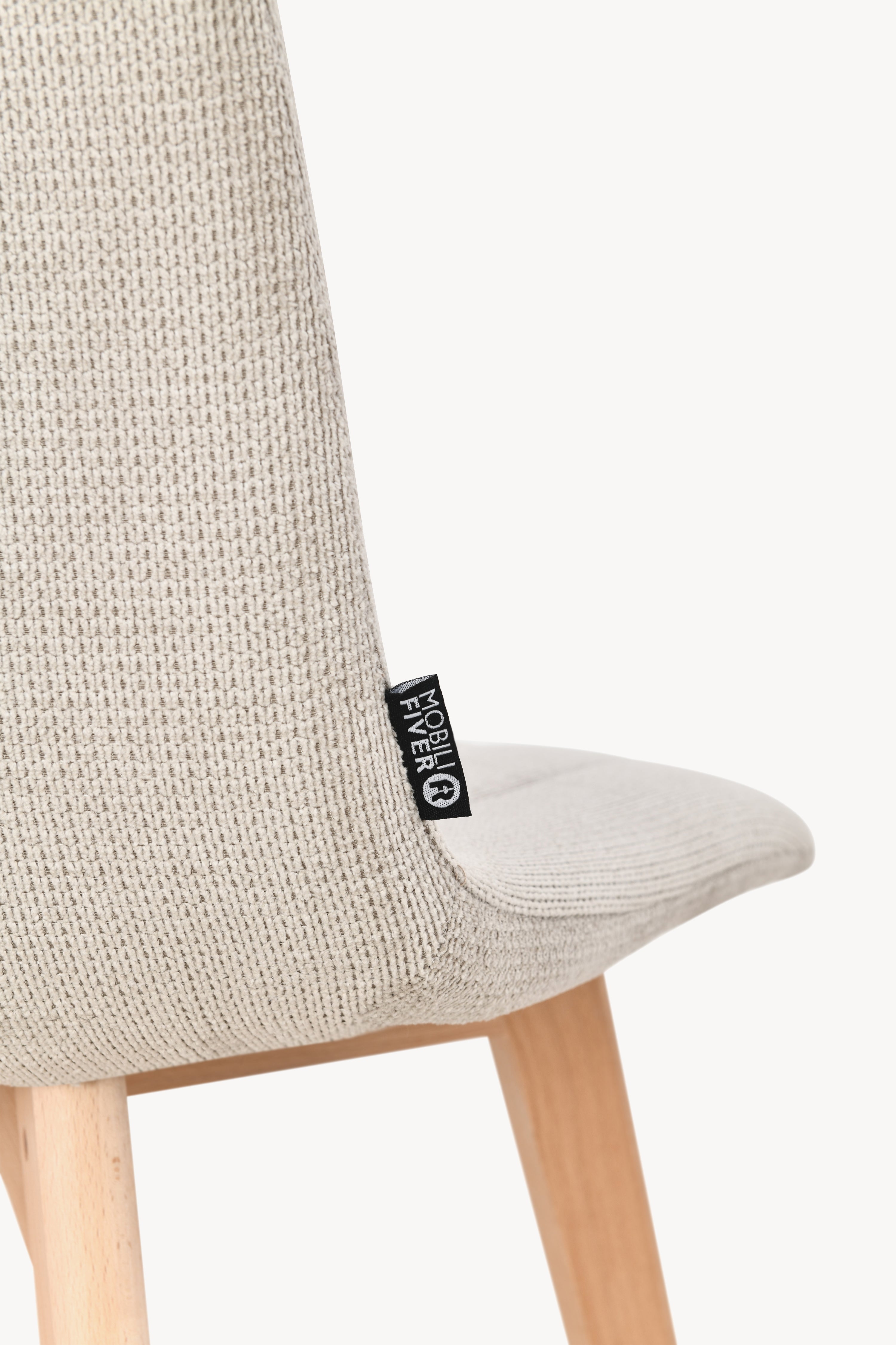 Chaises en tissu Vera, Lot de 2, Beige avec pieds en bois - Image de détail 14