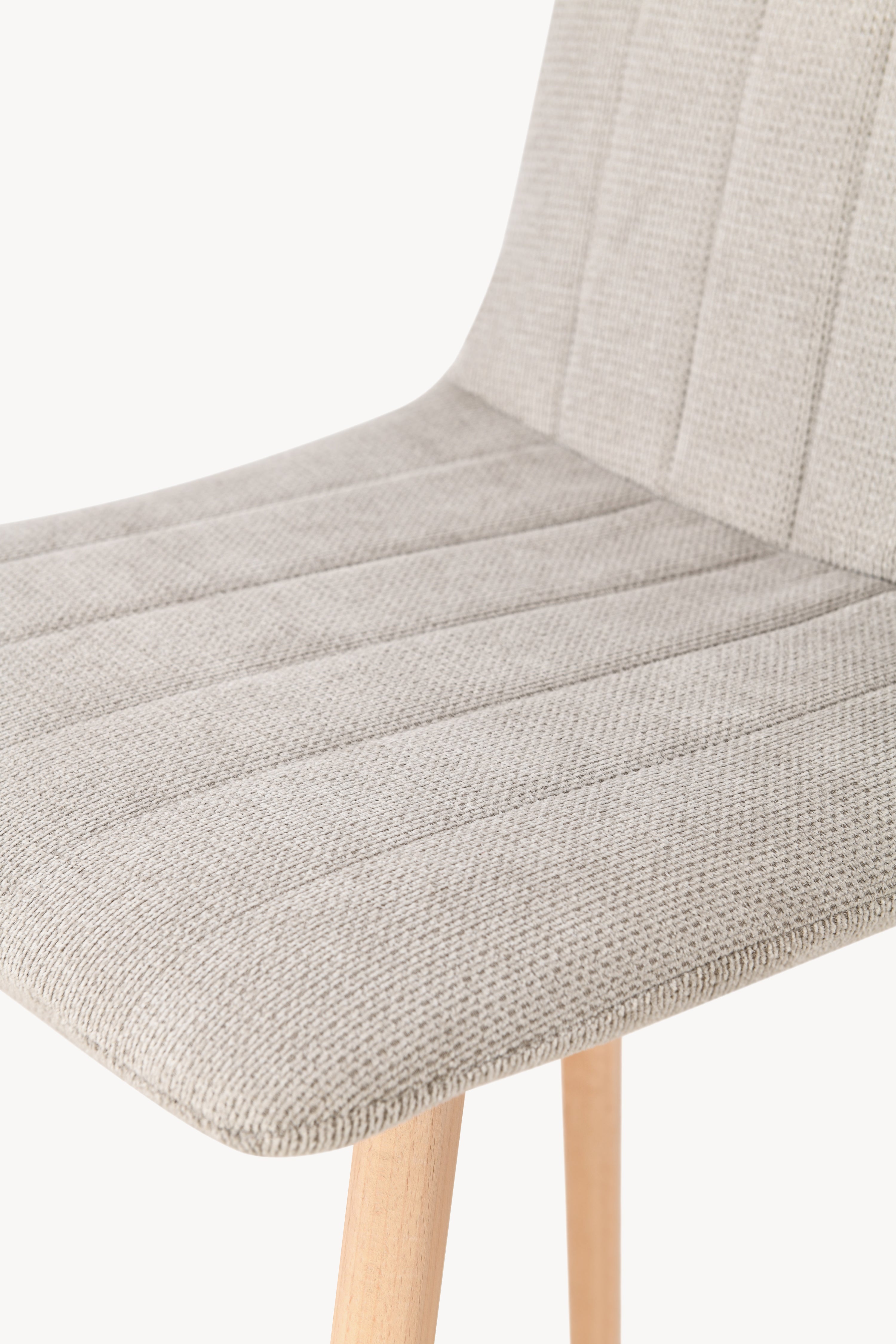 Chaises en tissu Vera, Lot de 2, Beige avec pieds en bois - Image de détail 5