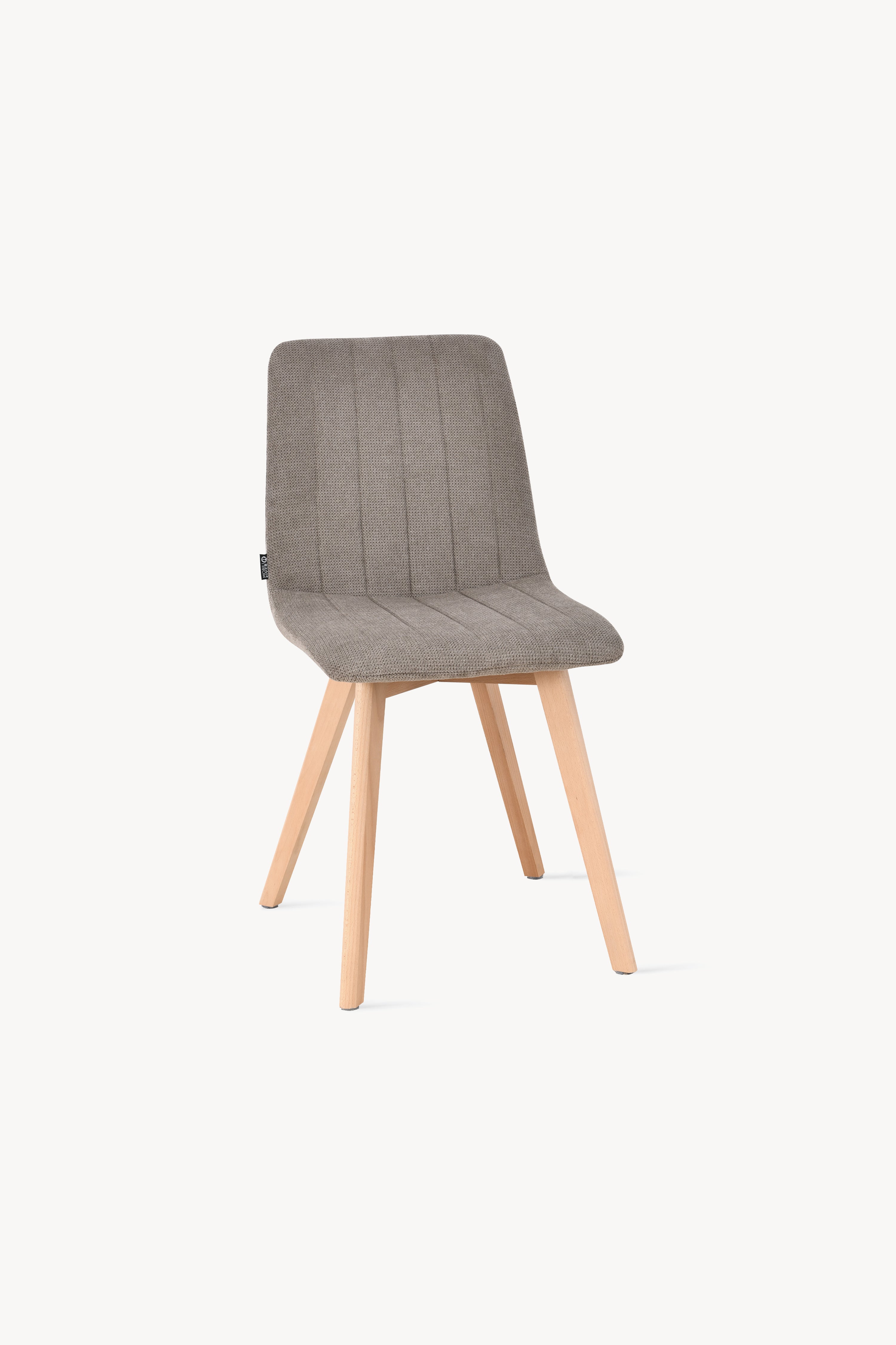 Sedie in tessuto Vera, Set da 2, Beige Scuro con gambe in legno - Immagine dettaglio 4