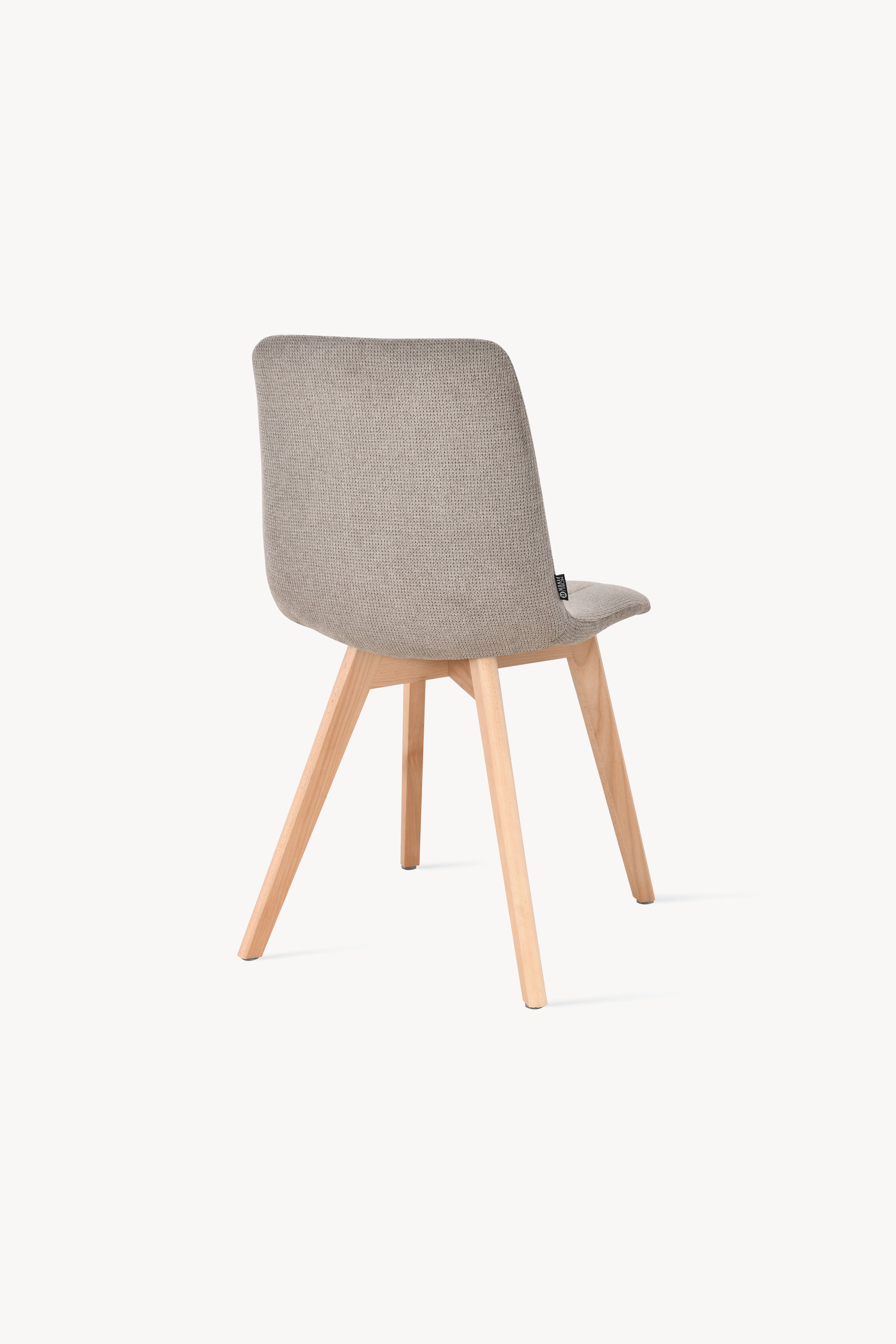 Sedie in tessuto Vera, Set da 2, Beige Scuro con gambe in legno - Immagine dettaglio 3
