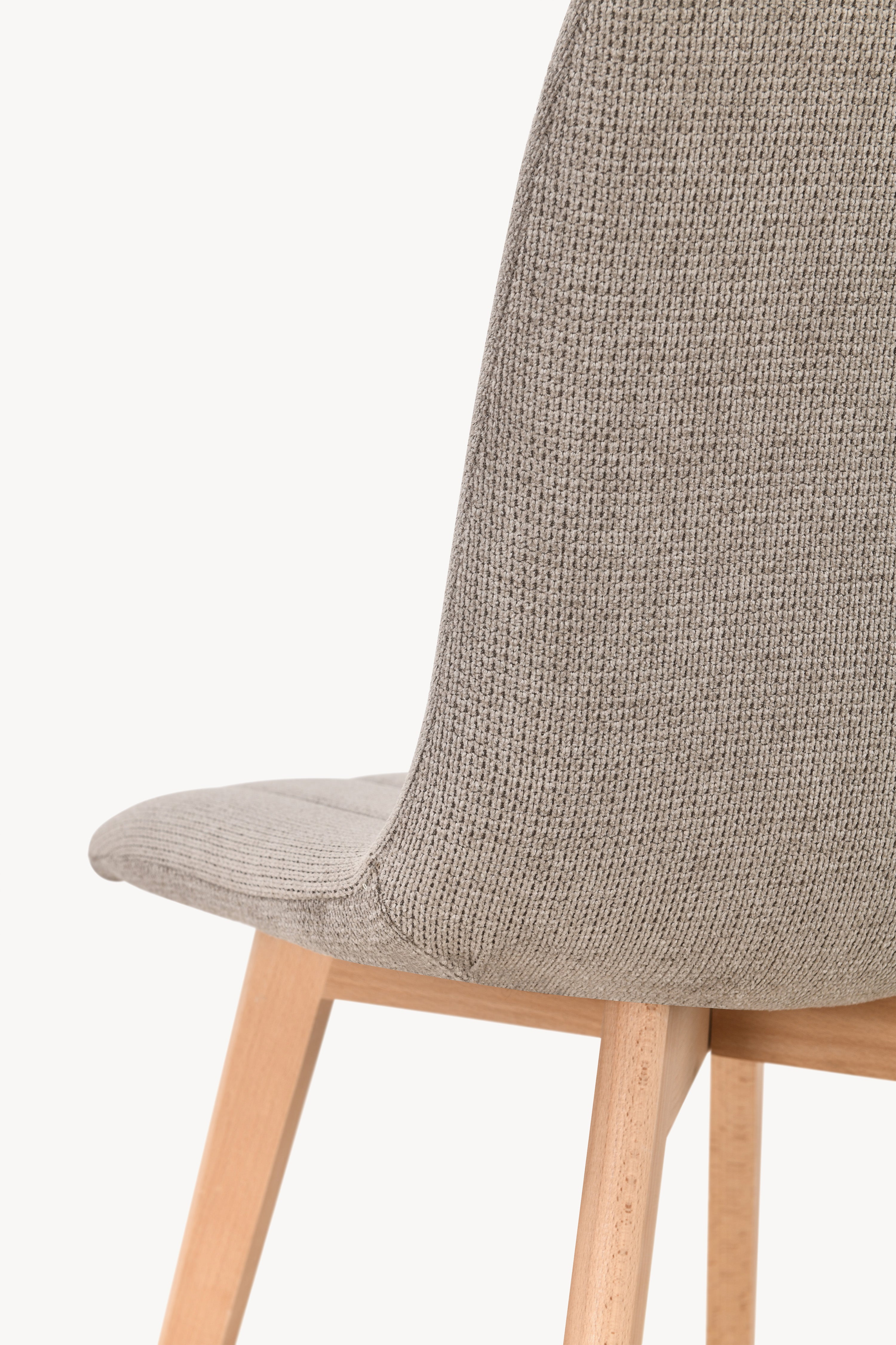 Sedie in tessuto Vera, Set da 2, Beige Scuro con gambe in legno - Immagine dettaglio 9