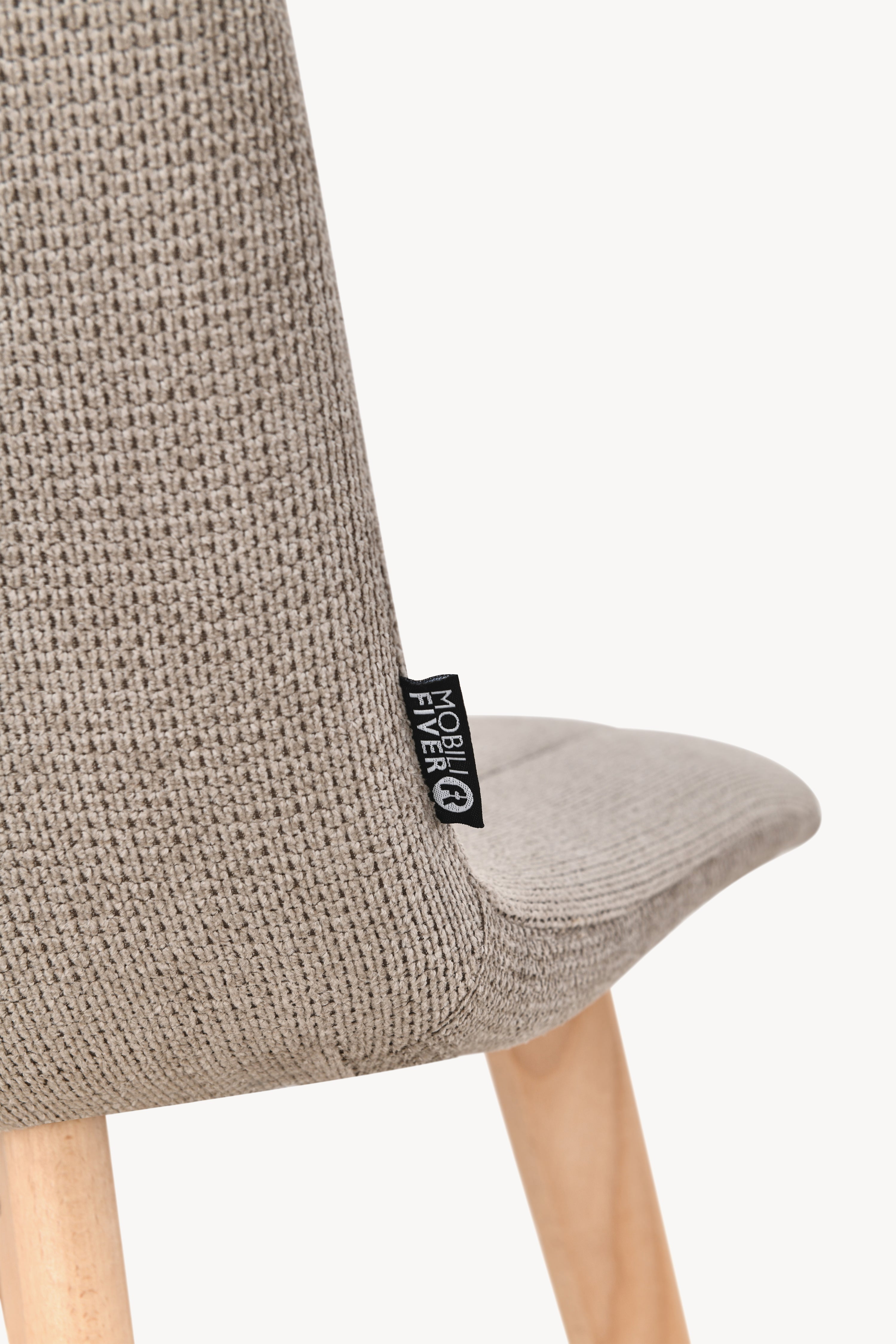Sedie in tessuto Vera, Set da 2, Beige Scuro con gambe in legno - Immagine dettaglio 12
