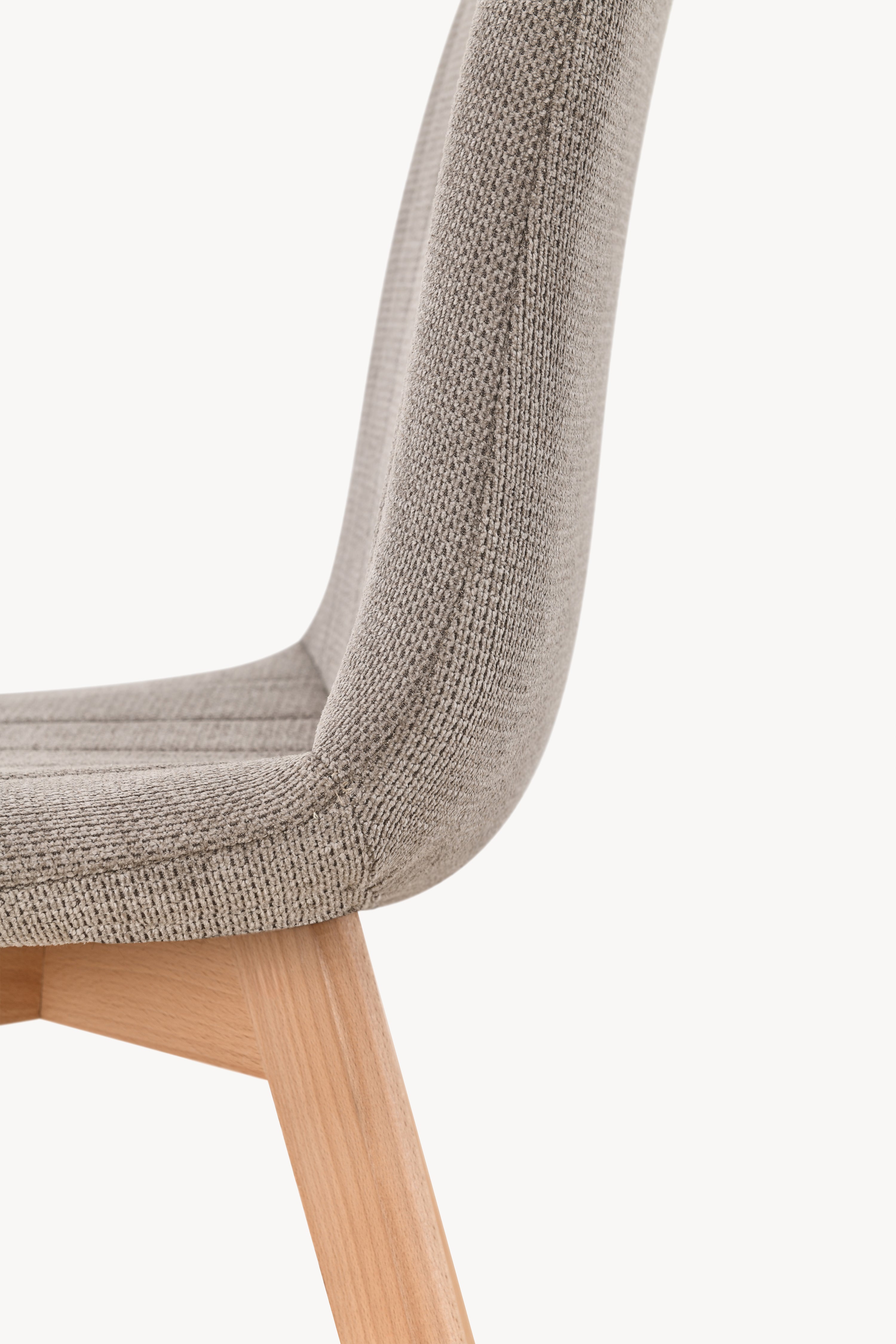 Sedie in tessuto Vera, Set da 2, Beige Scuro con gambe in legno - Immagine dettaglio 11