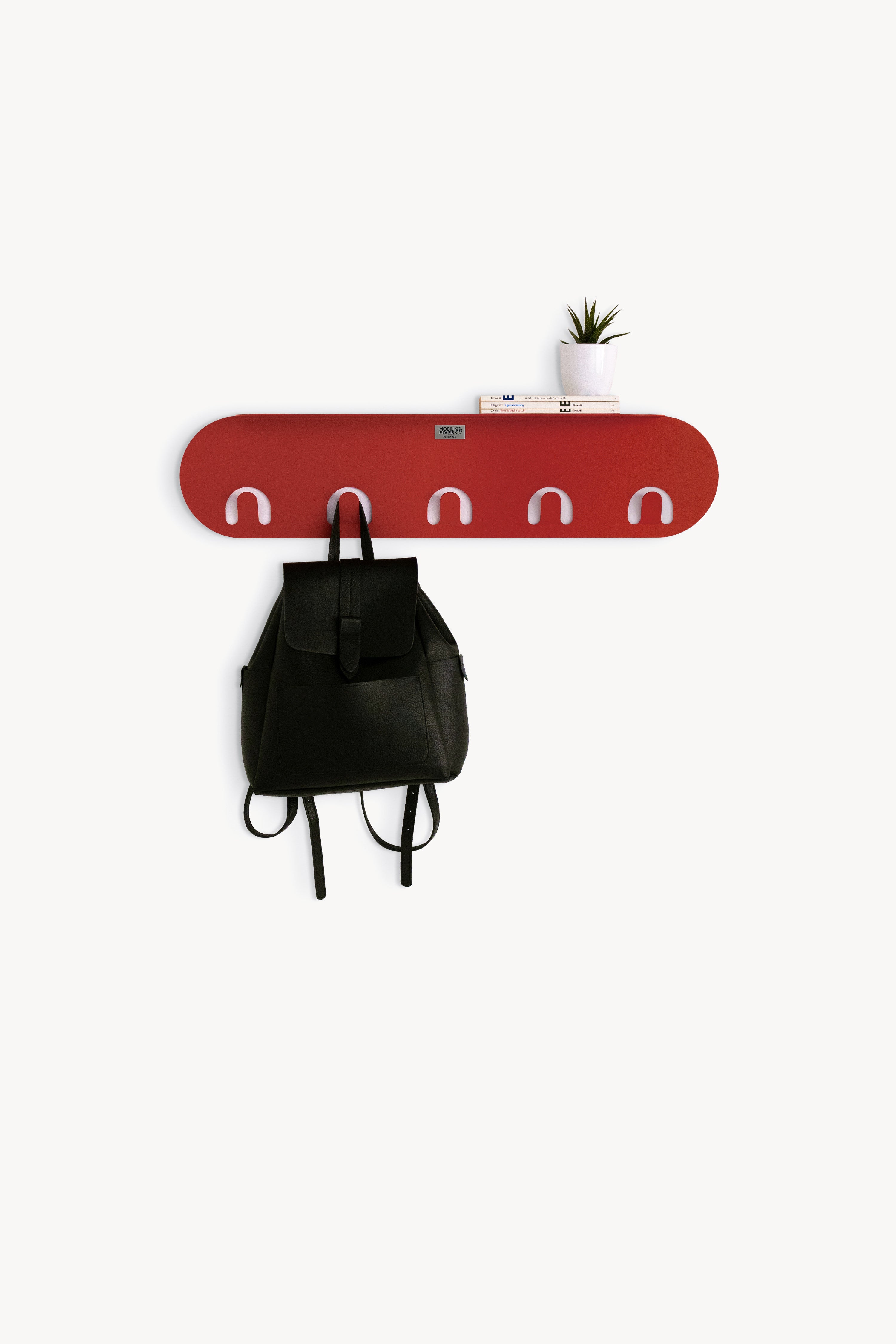 Wall-mounted metal coat rack Camilla, 80 cm, Terracotta