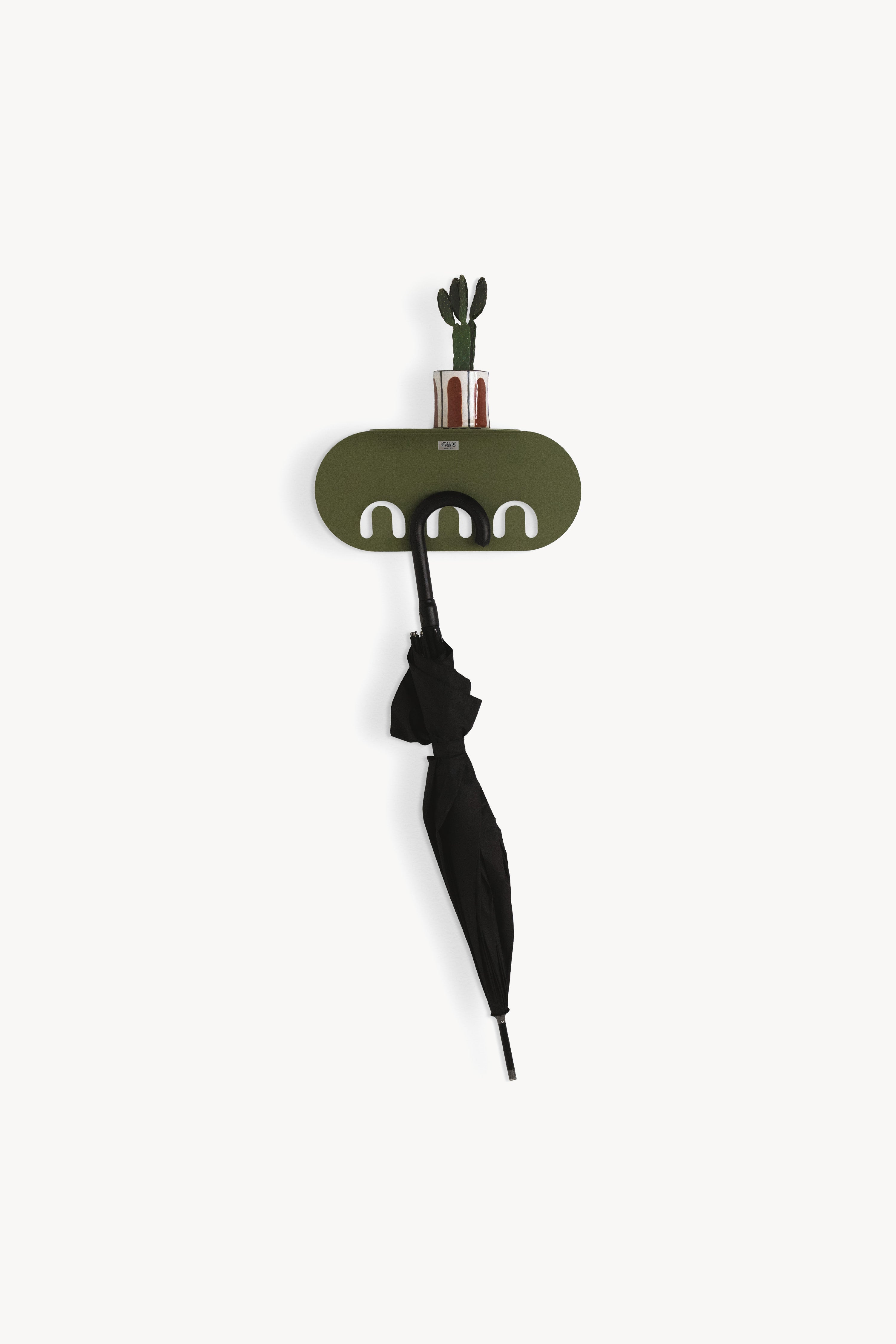 Wall-mounted metal coat rack Camilla, 40 cm, Olive Green