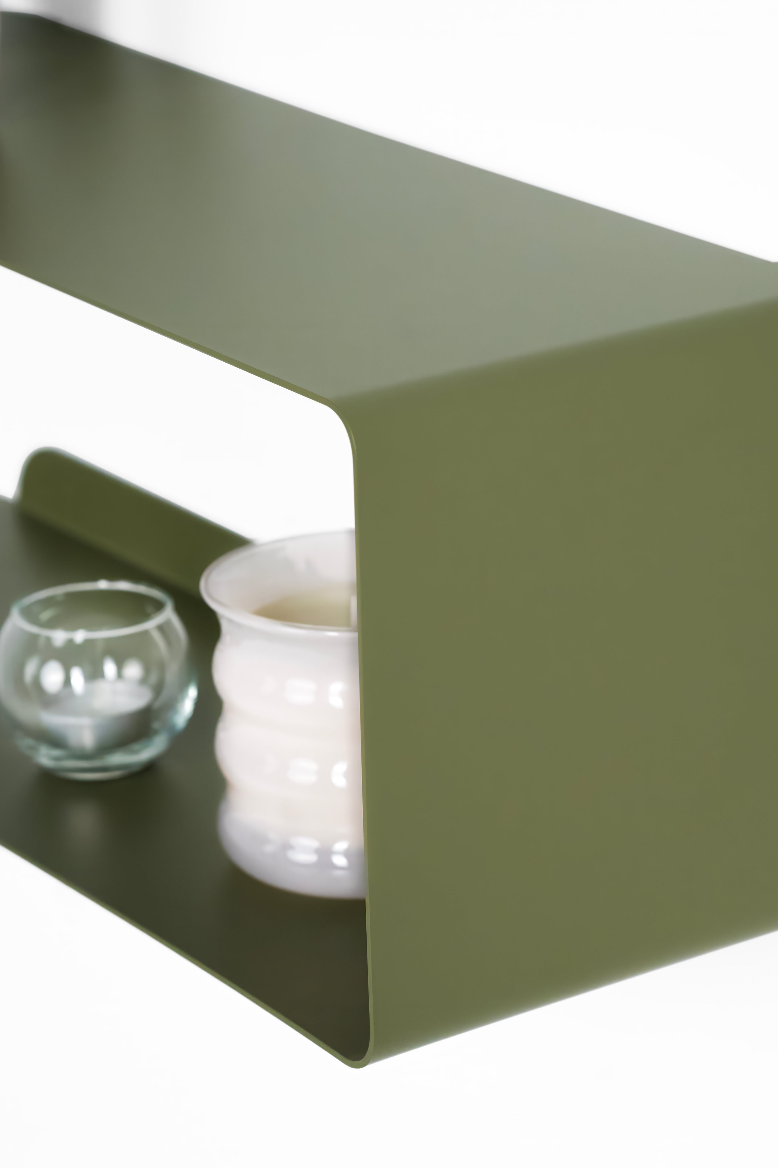 Mensola in metallo Camilla a C, 35x18x20 cm, Verde Olivia - Immagine dettaglio 4