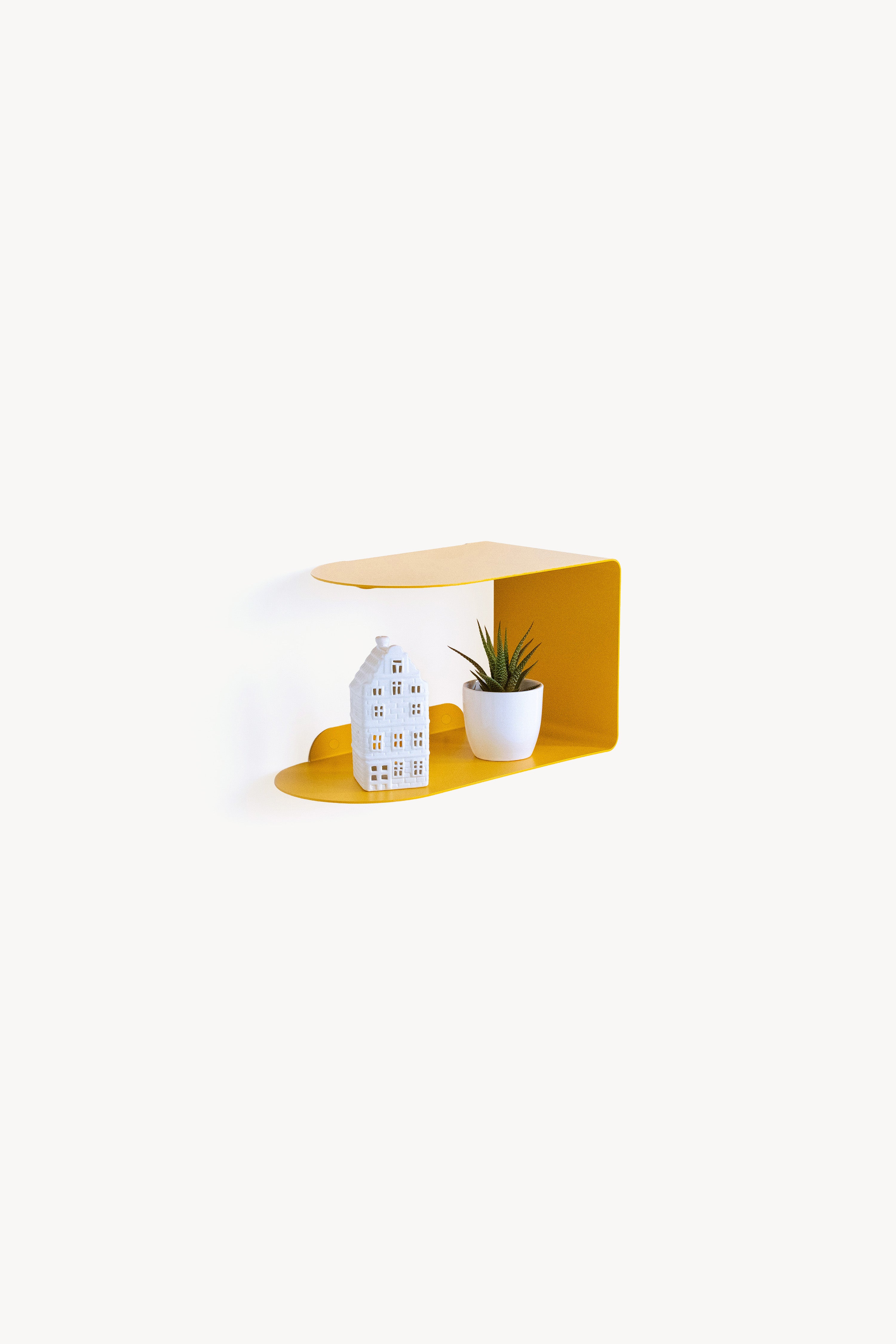 Mensola in metallo Camilla a C, 35x18x20 cm, Giallo Senape - Immagine dettaglio 3