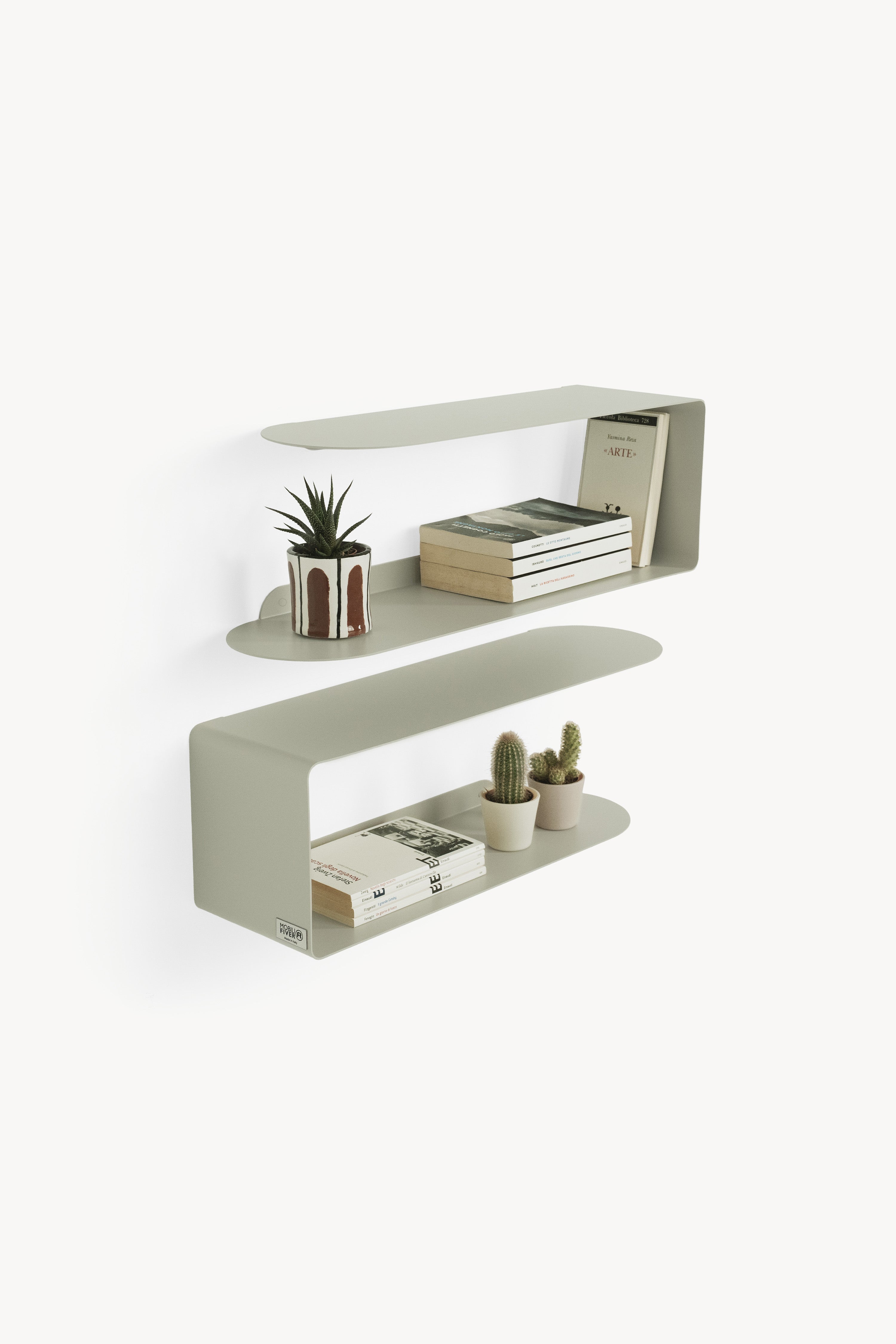 Coppia di mensole in metallo Camilla a C, 60x18x20 cm, Beige - Immagine principale