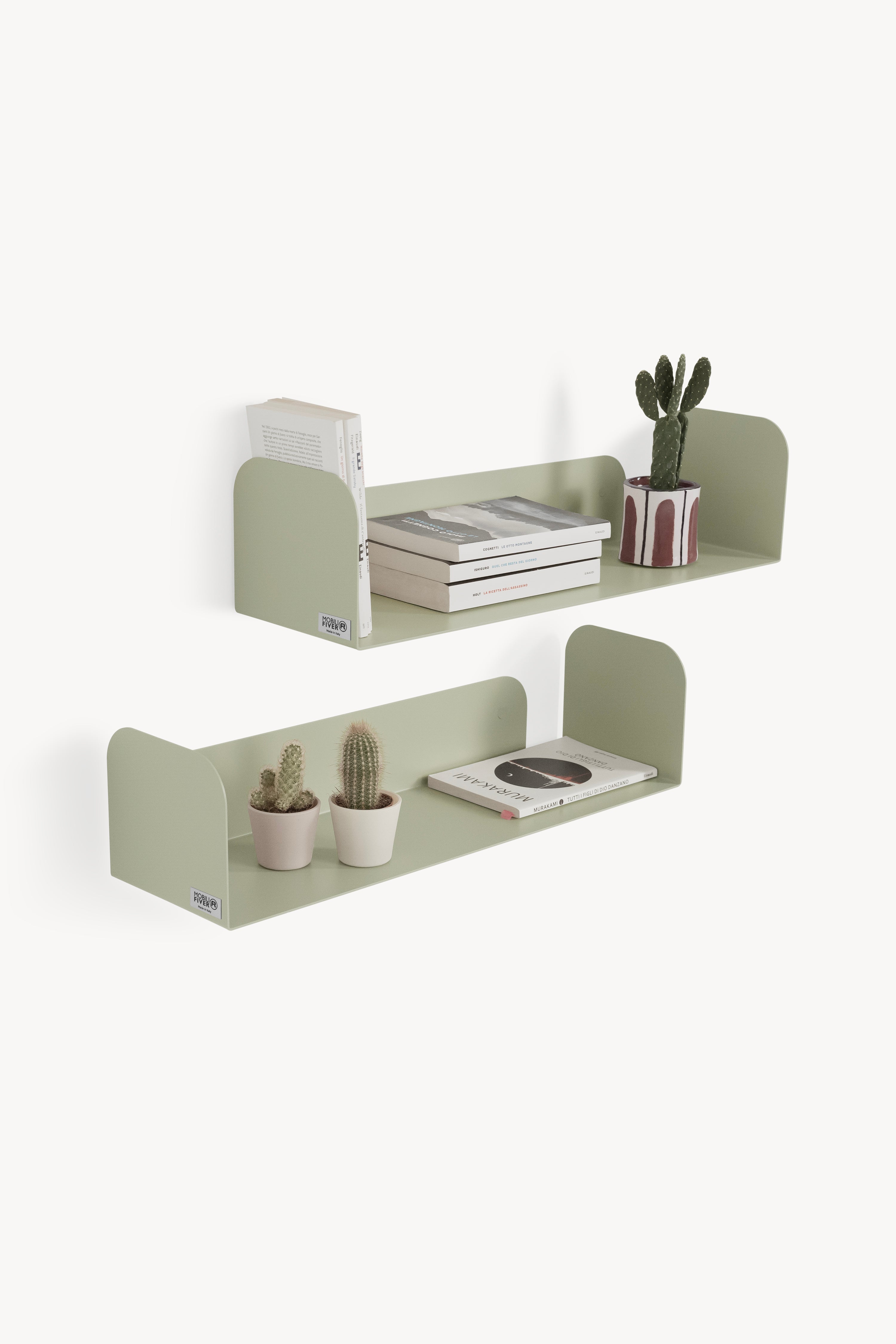 Coppia di mensole in metallo Camilla a U, 60x18x15 cm, Beige - Immagine principale
