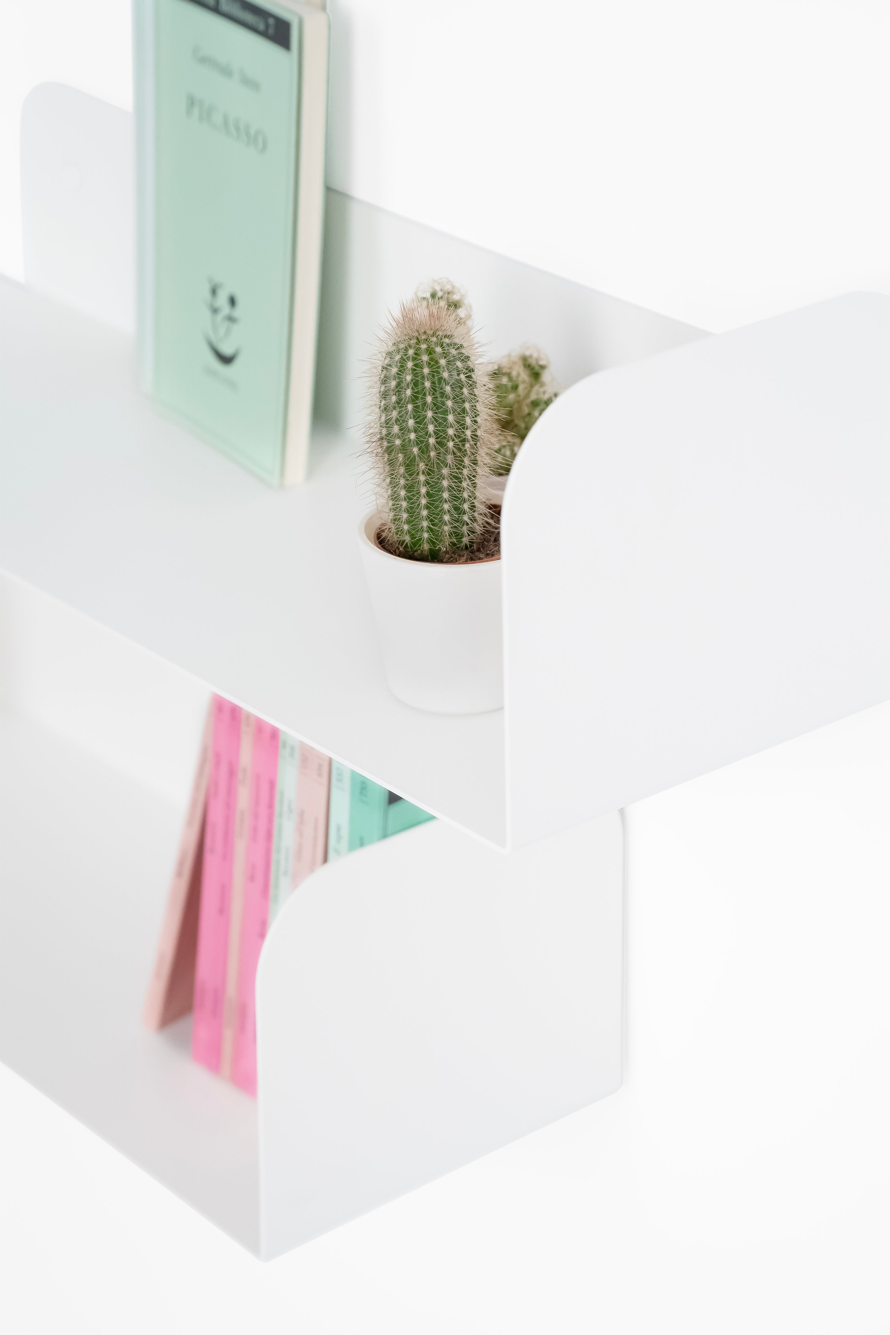 Coppia di mensole in metallo Camilla a U, 60x18x15 cm, Bianco - Immagine dettaglio 1