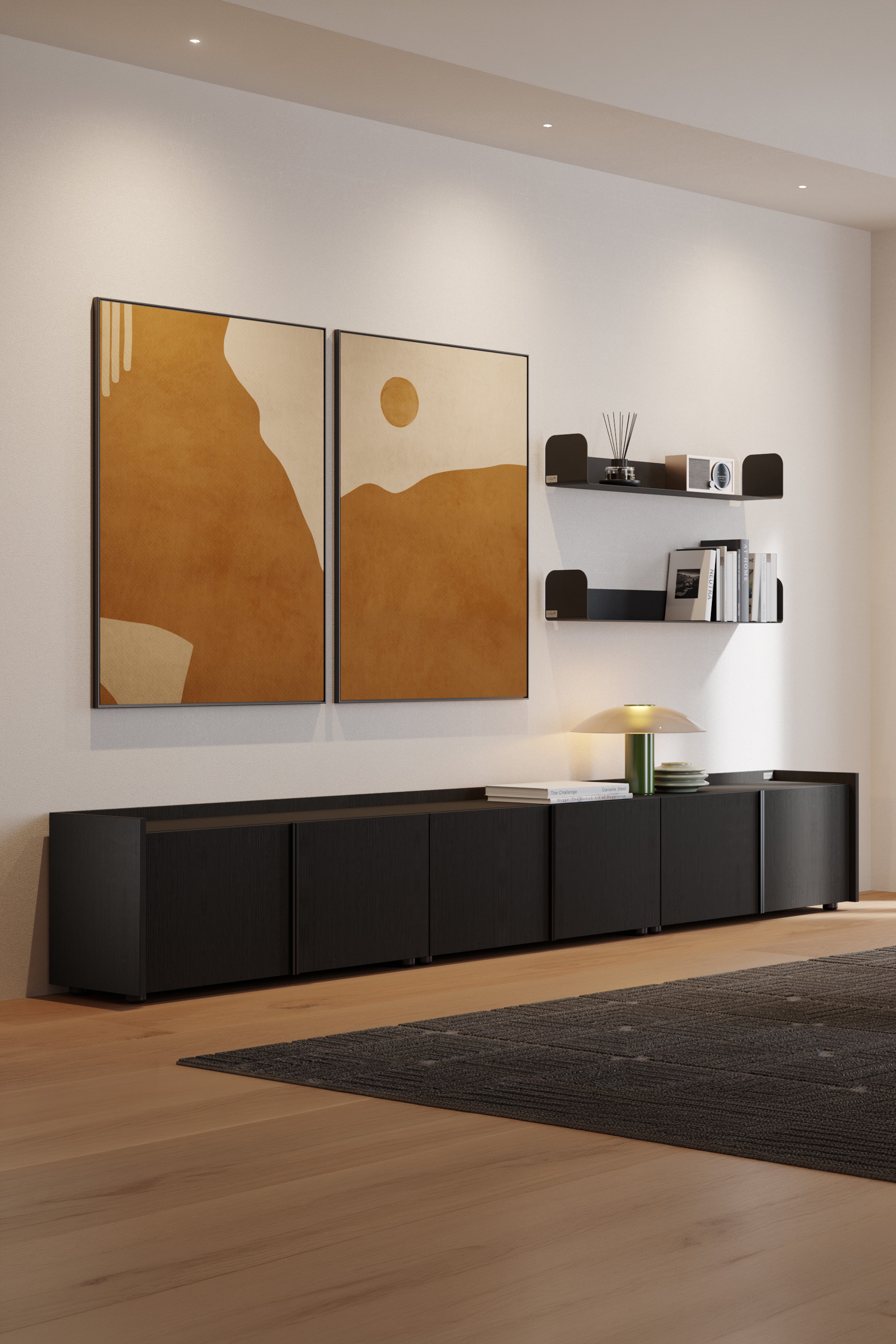 Mensola in metallo Camilla a U, 90x18x15 cm, Nero - Immagine ambientata 1